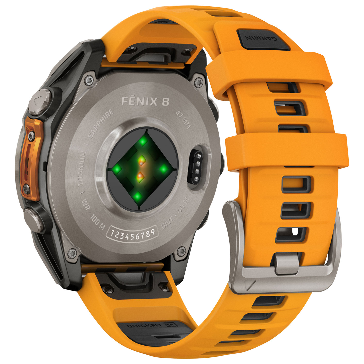 Montre intelligente multisport Bluetooth vitre saphir AMOLED fēnix 8 de 47 mm de Garmin - Orange/Graphite/Gris carbone