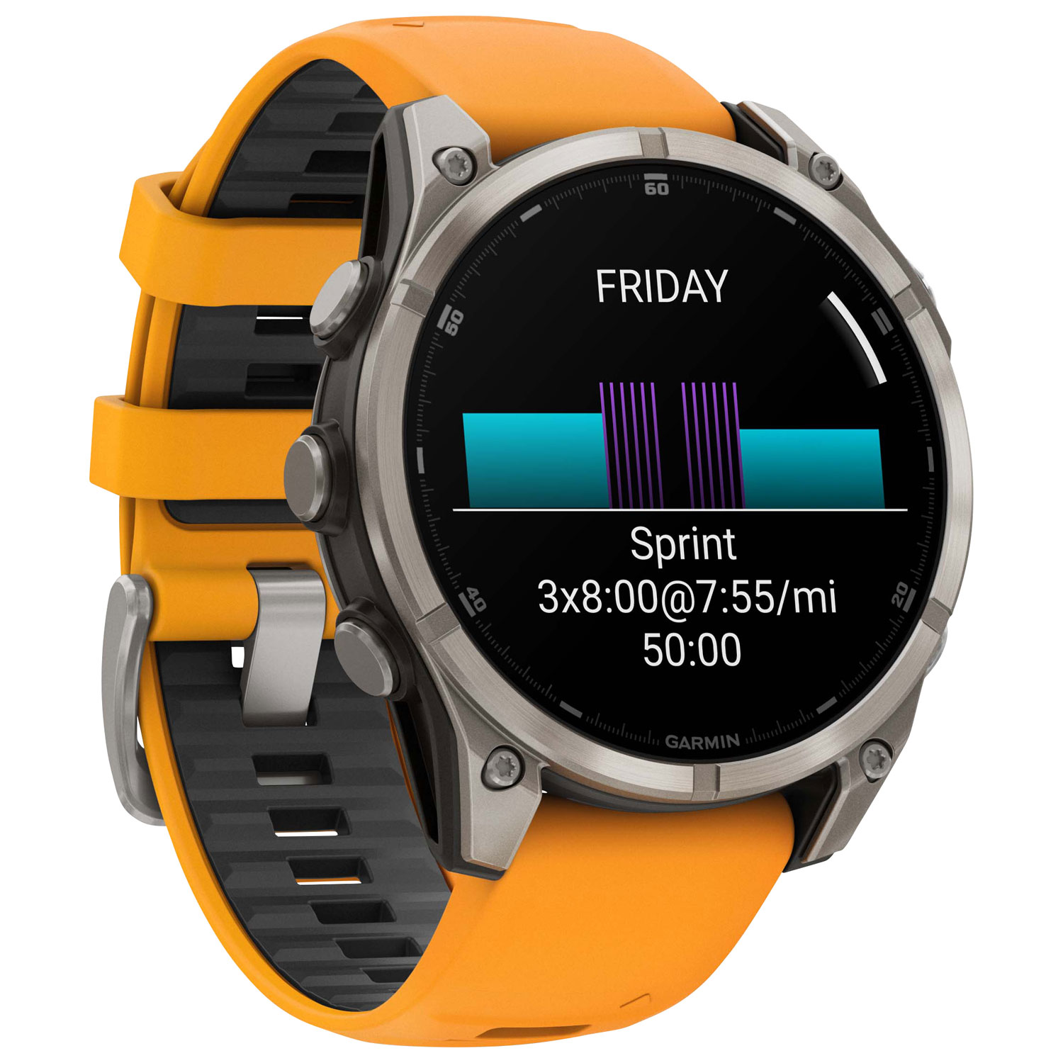 Montre intelligente multisport Bluetooth vitre saphir AMOLED fēnix 8 de 47 mm de Garmin - Orange/Graphite/Gris carbone