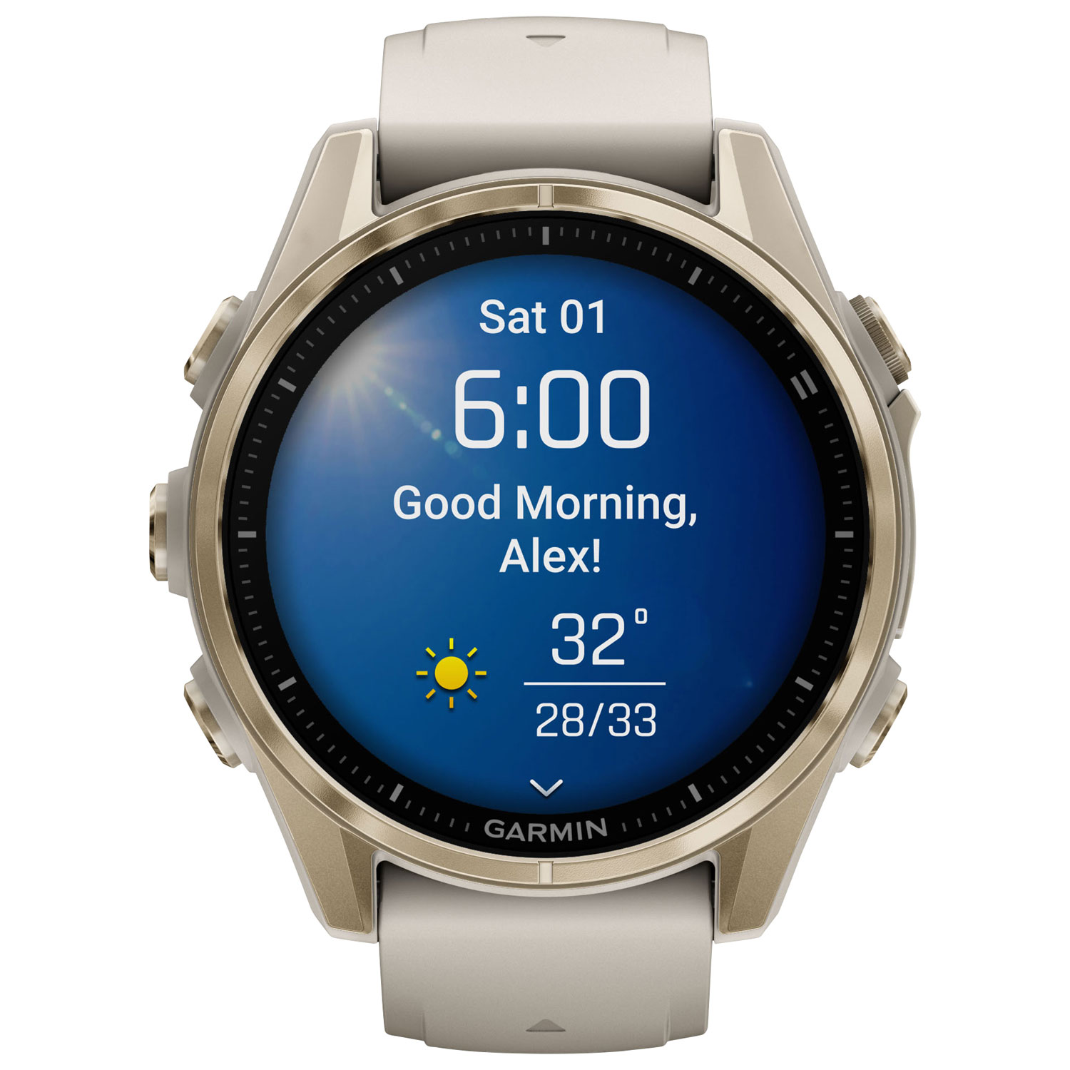 Montre intelligente multisport Bluetooth AMOLED à vitre saphir 43 mm fēnix 8 de Garmin - Blanc/Argenté