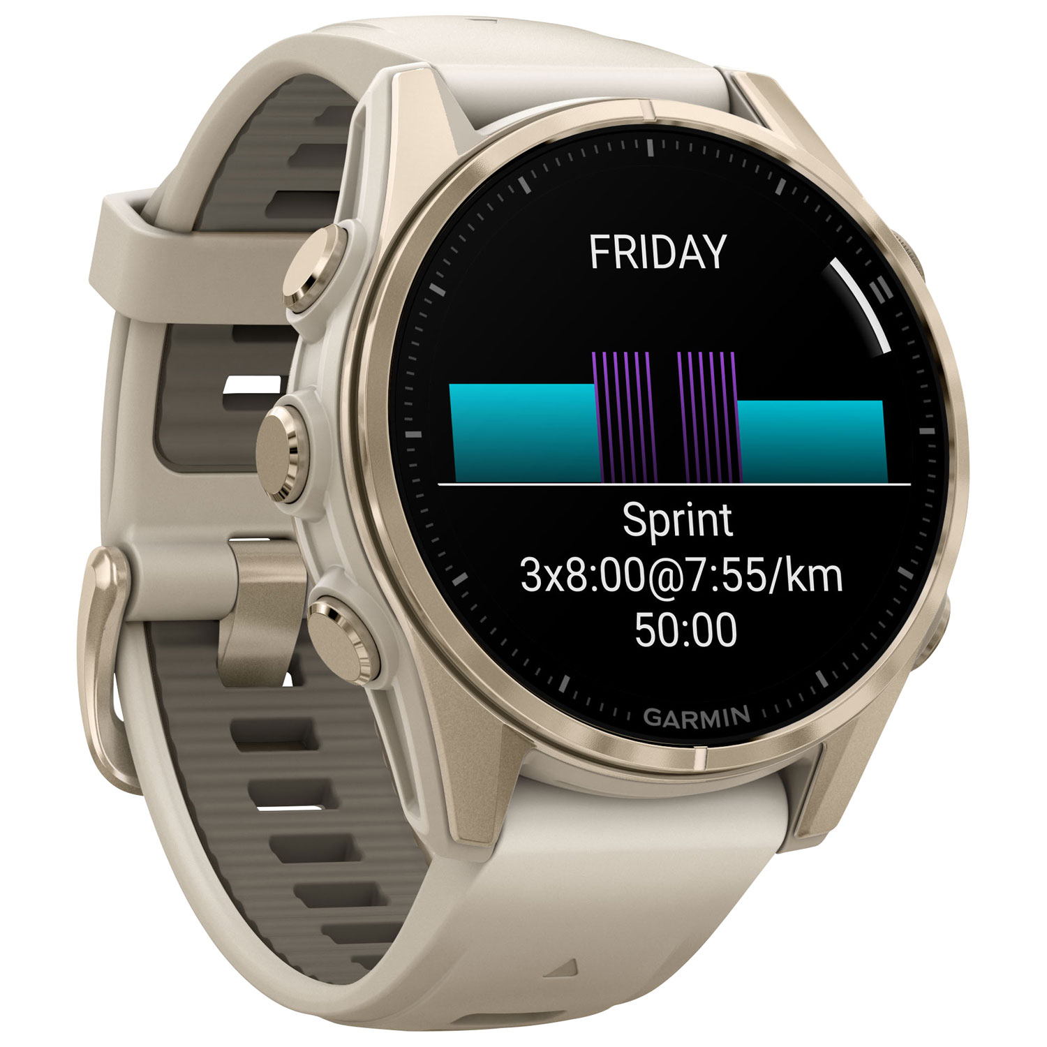 Montre intelligente multisport Bluetooth AMOLED à vitre saphir 43 mm fēnix 8 de Garmin - Blanc/Argenté