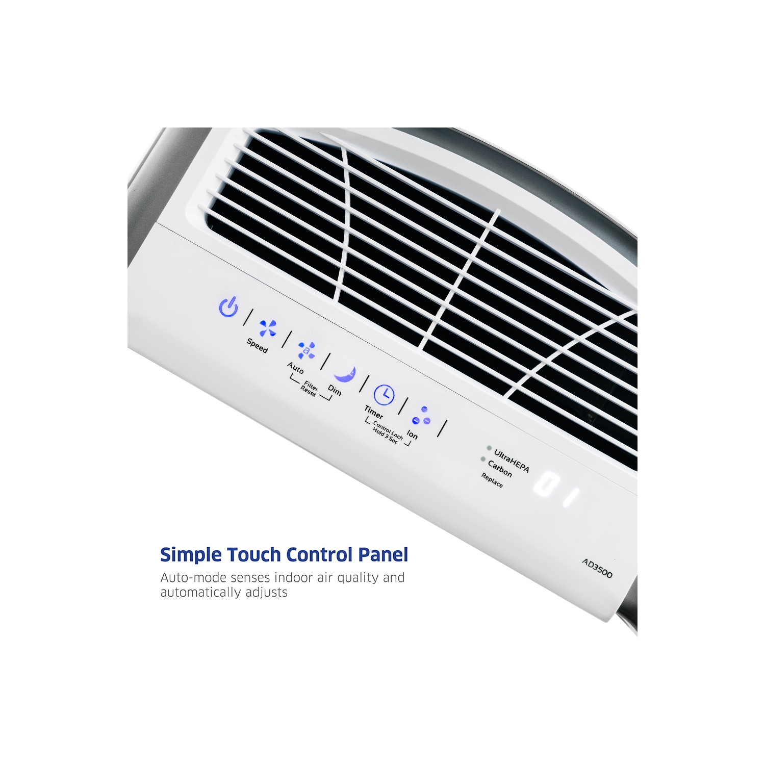 AIRDOCTOR AD3500 Air Purifier for Home and Large Rooms Up to 1260 sq. ft. 2x/hour, UltraHEPA, Carbon, VOC Filters and Air Quality Sensor. Captures