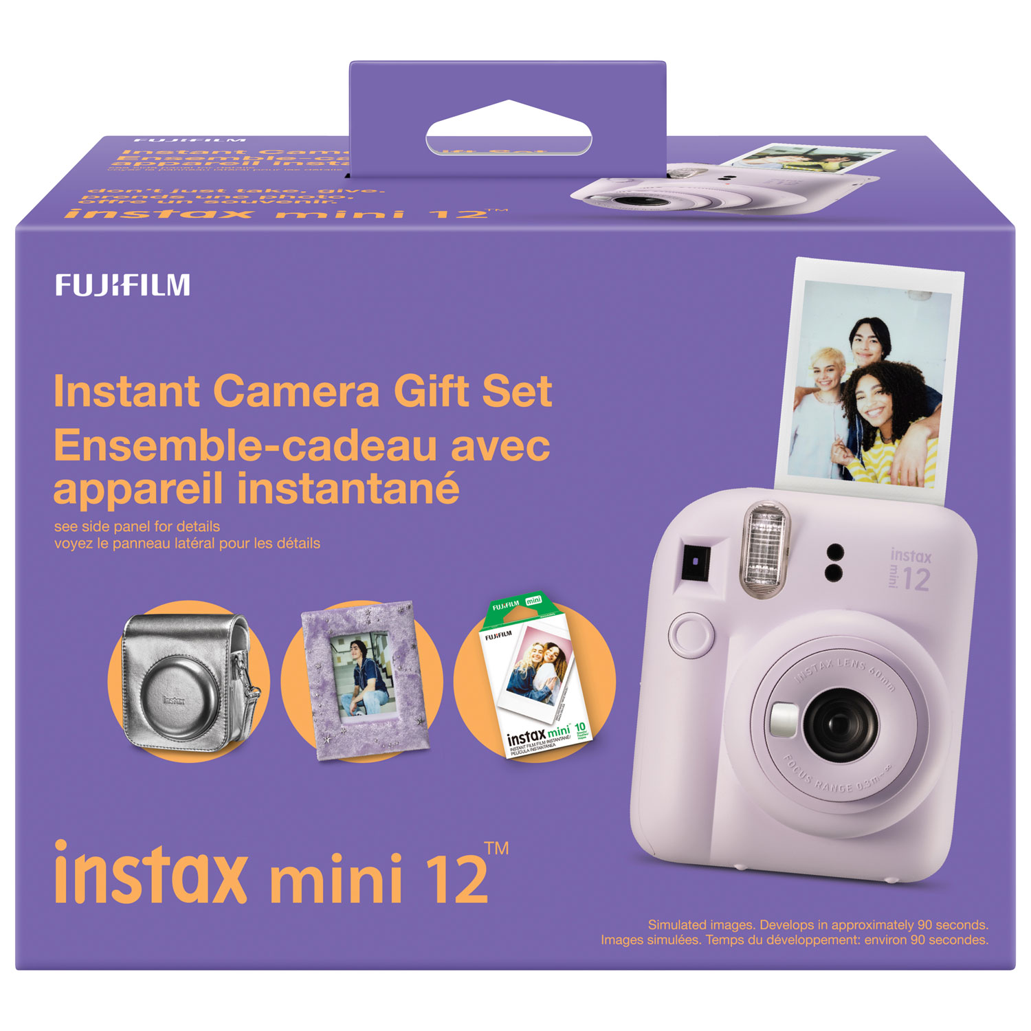 Ensemble-cadeau avec appareil photo instantané Instax Mini 12 de Fujifilm - Lilas