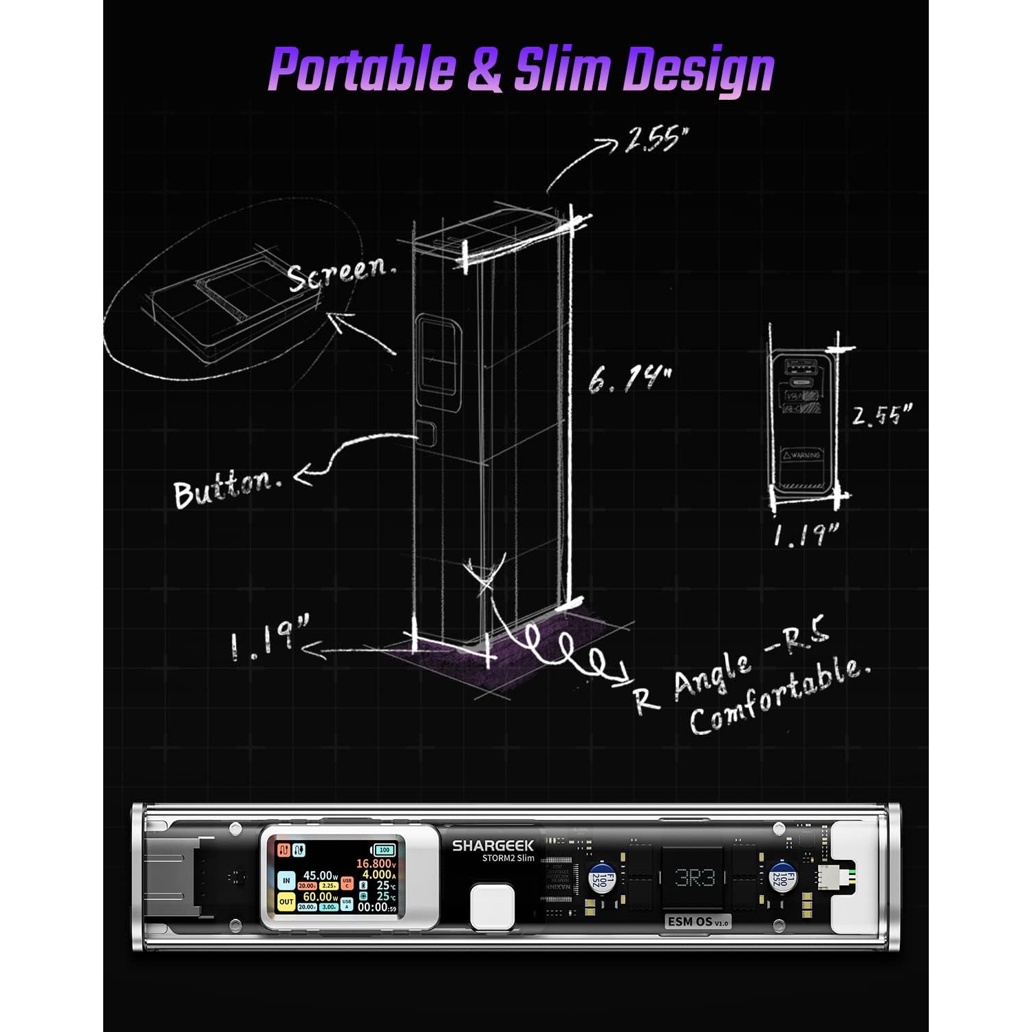 Refurbished(Excellent)- Shargeek Portable Charger, STORM2 Slim 130W 20000mAh Laptop Power Bank