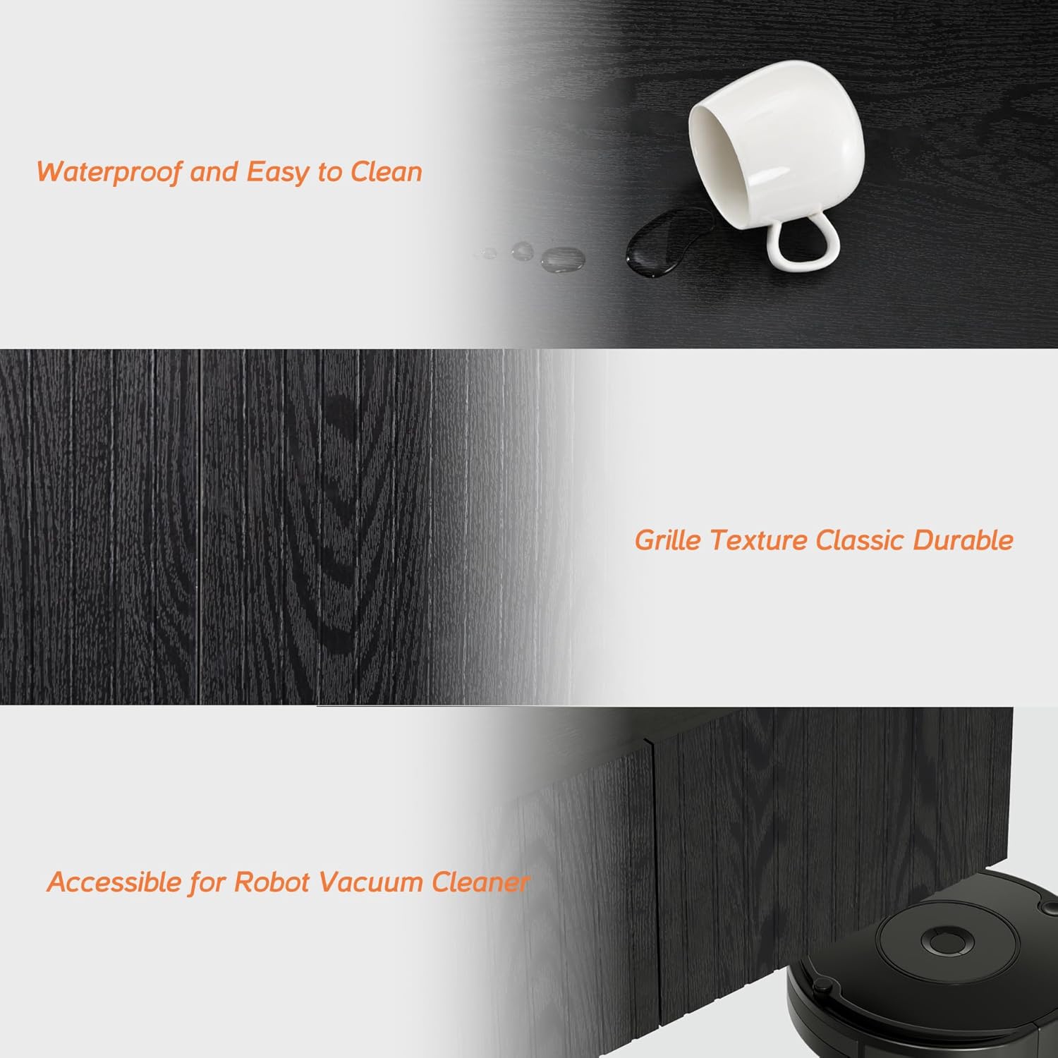 FITUEYES – grande tablette flottante pour téléviseur, meuble multimédia en bois, tablette murale avec 3 portes cannelées pour téléviseurs jusqu’à 80