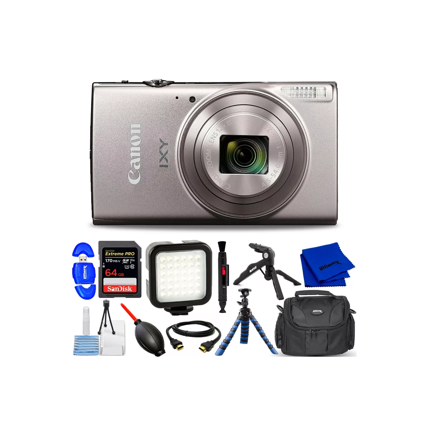 Canon Compact Digital Camera IXY650 IXY650SL - 12PC Accessory Bundle