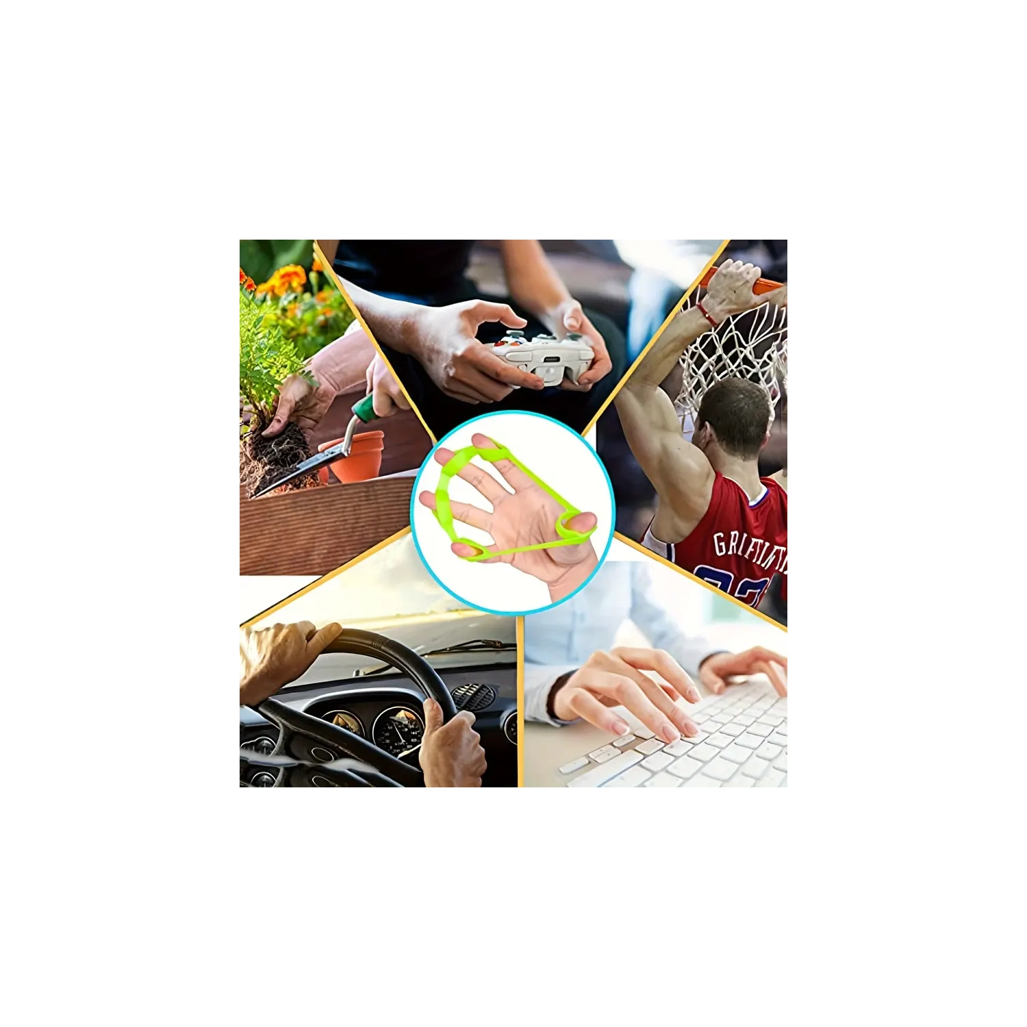 Orange 1pc Finger Trainer Resistance Band - Rubber Grip Strengthener Hand Exerciser