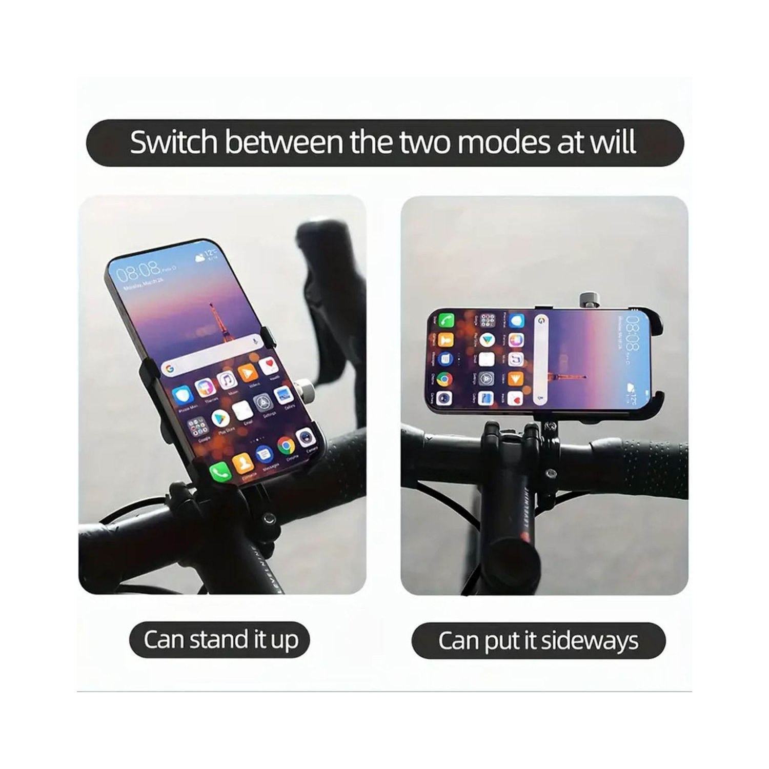 Support de téléphone de vélo porte-vélo porte-téléphone cellulaire en aluminium Support mobile de vélo à centre ajustable installation de vélo