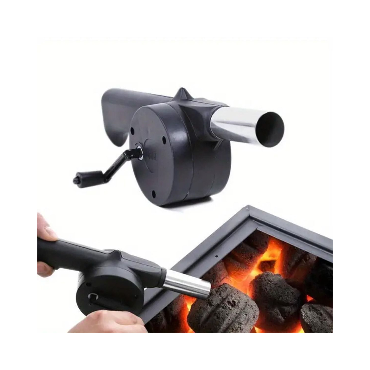 Portable Hand-Operated Blower BBQ Hand Crank Air Blower Fan for Charcoal Grill BBQ Campfire Fireplace for BBQ Picnic Outdoor Camping Charcoal