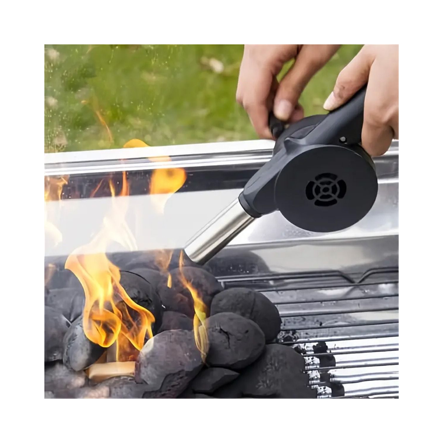 Portable Hand-Operated Blower BBQ Hand Crank Air Blower Fan for Charcoal Grill BBQ Campfire Fireplace for BBQ Picnic Outdoor Camping Charcoal