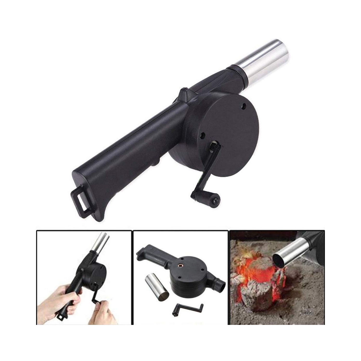 Portable Hand-Operated Blower BBQ Hand Crank Air Blower Fan for Charcoal Grill BBQ Campfire Fireplace for BBQ Picnic Outdoor Camping Charcoal