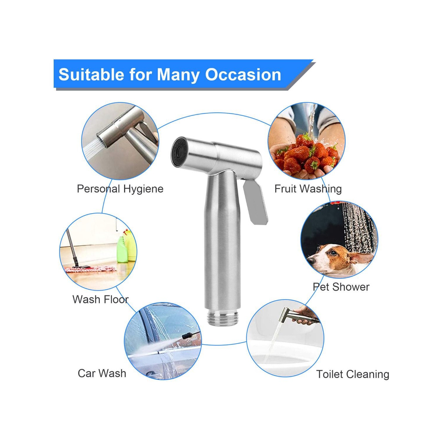 Vaporisateur de toilette en acier inoxydable avec tuyau à ressort