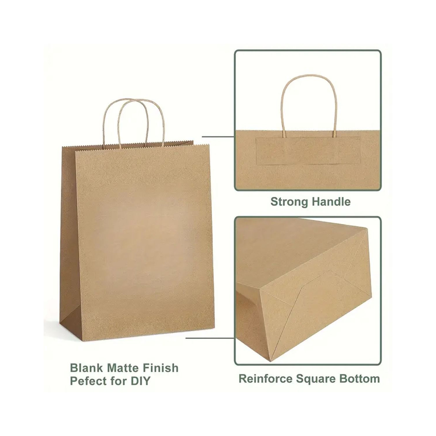 Brown Paper Bags with Handles Mixed Size | 100% Recyclable Kraft Paper | Ideal for Gifts, Shopping, Boutique, Packaging, Merchandise, Grocery and