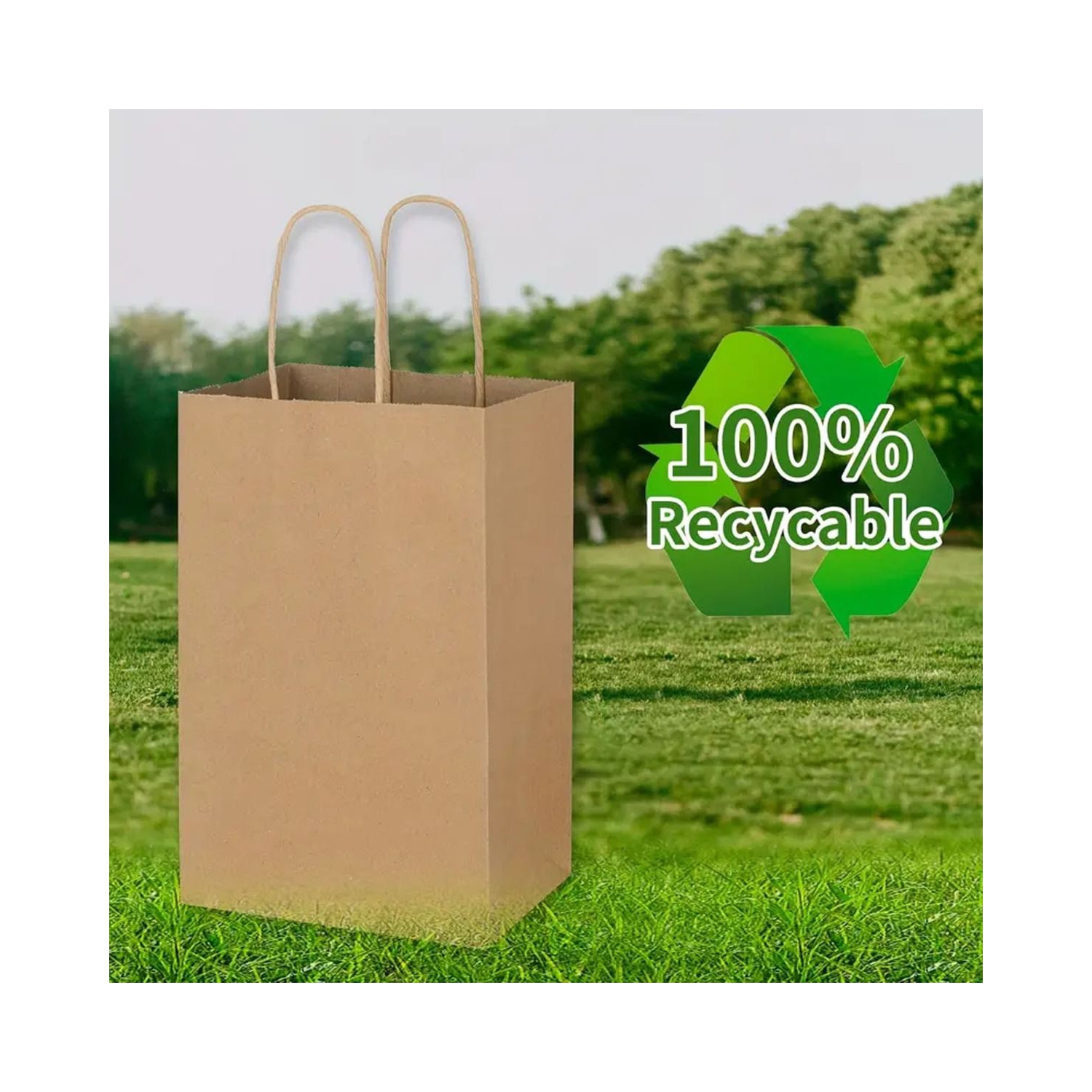 Brown Paper Bags with Handles Mixed Size | 100% Recyclable Kraft Paper | Ideal for Gifts, Shopping, Boutique, Packaging, Merchandise, Grocery and