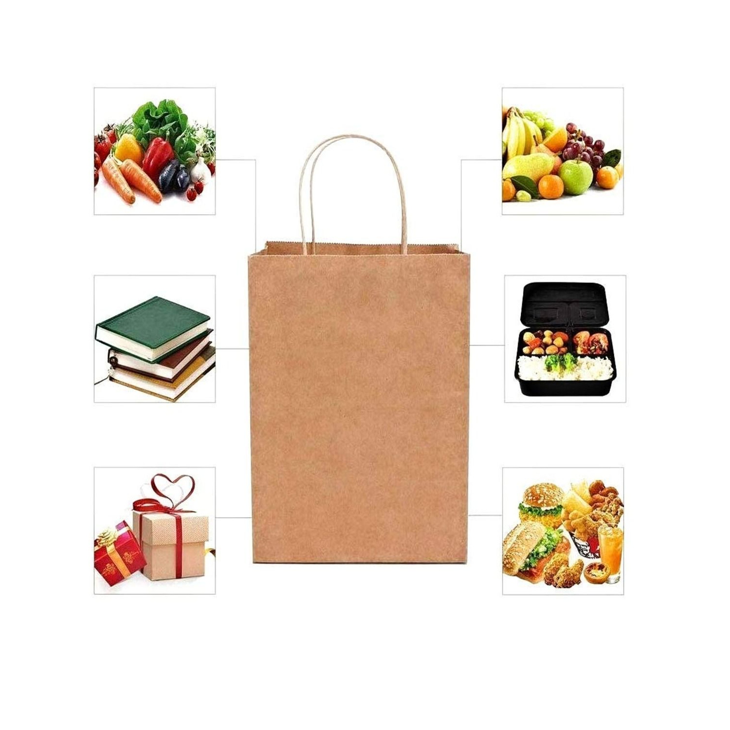 Brown Paper Bags with Handles Mixed Size | 100% Recyclable Kraft Paper | Ideal for Gifts, Shopping, Boutique, Packaging, Merchandise, Grocery and