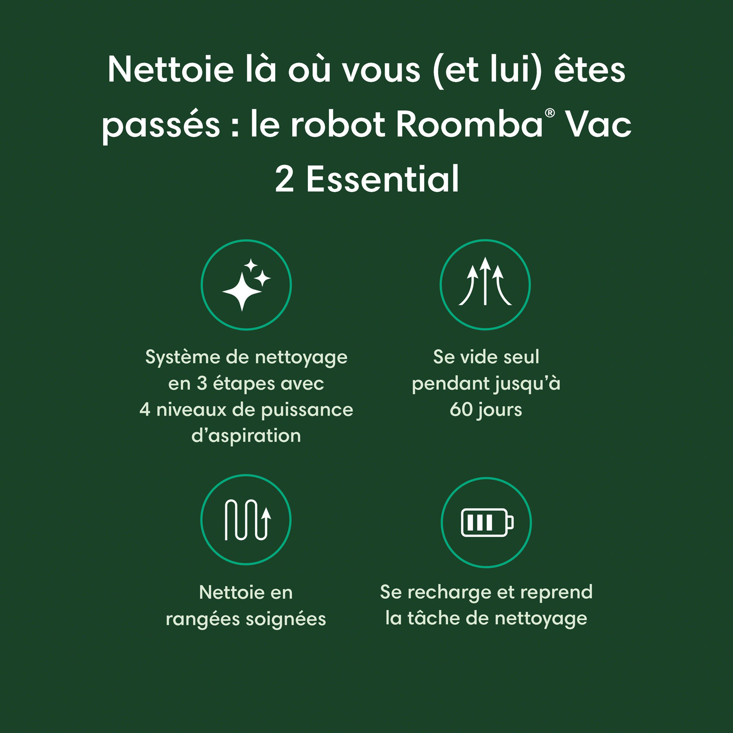 Aspirateur robot Roomba Vac 2 Essential d'iRobot avec station de vidange AutoEmpty
