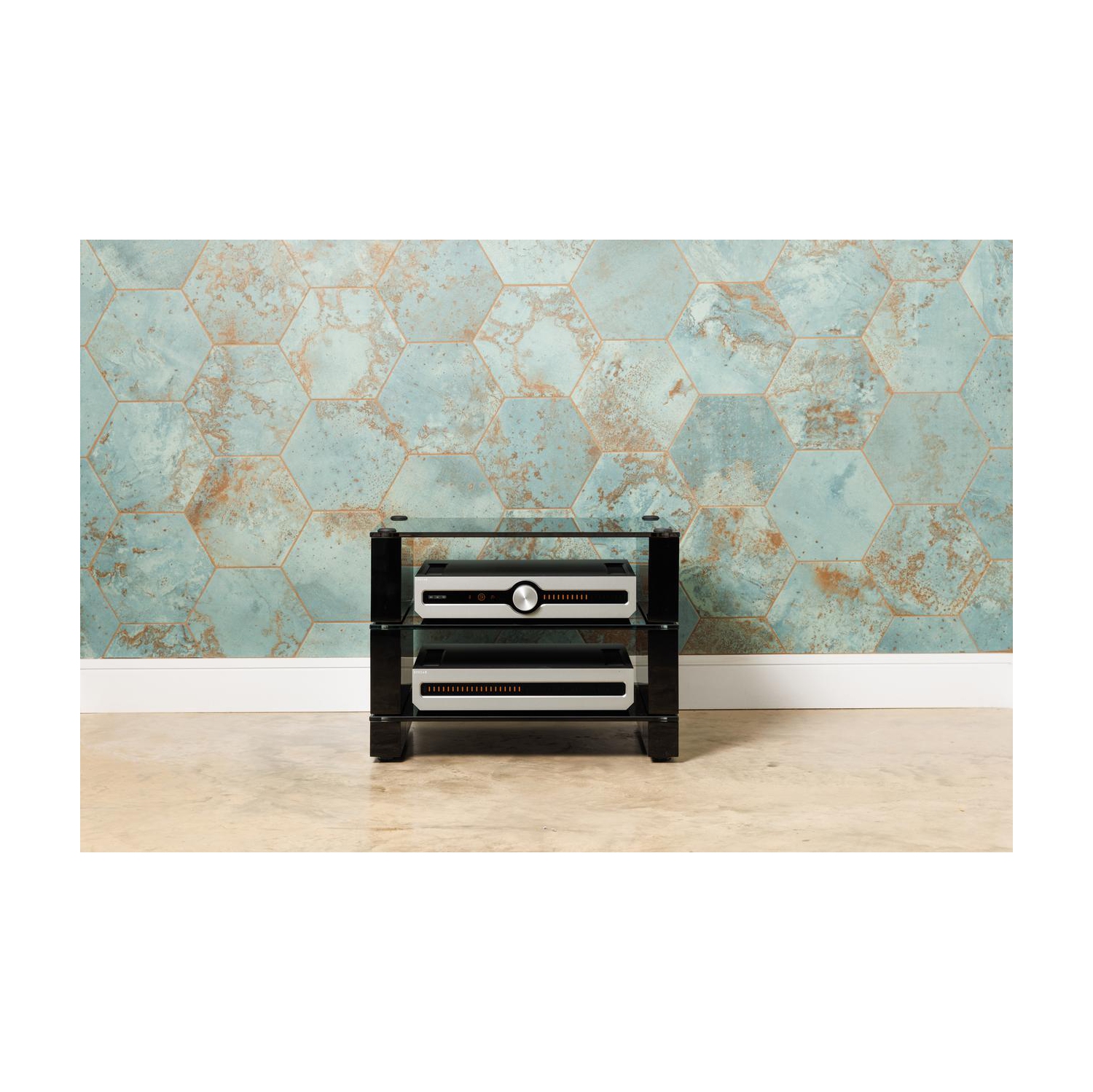 Stax 2G - Collection BLOK à 3 tablettes, Noir très lustré/verre noir