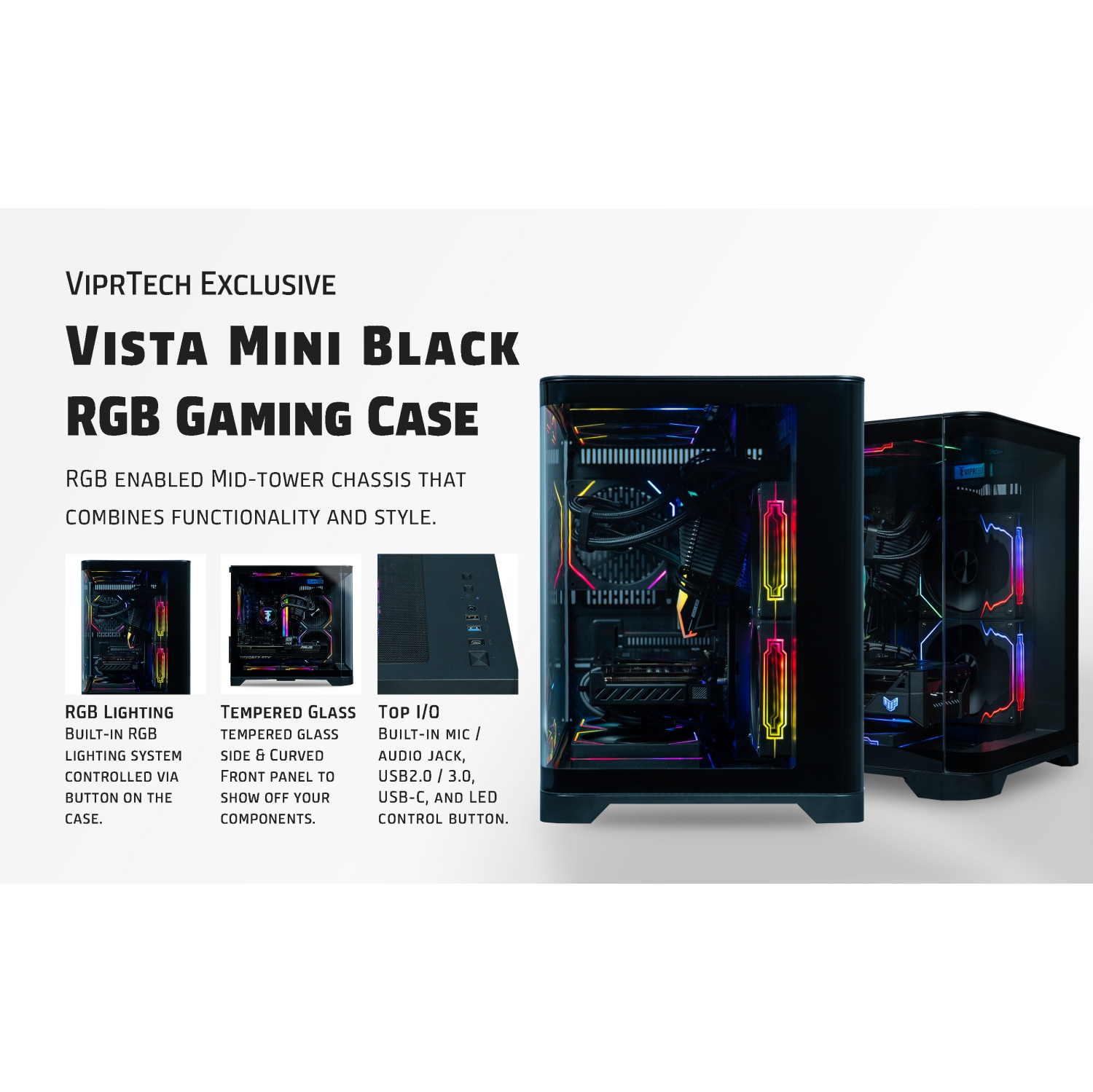 ViprTech Reaper 3.0 Liquid-Cooled PC - AMD Ryzen 7 8700F, RTX 5070 12GB, 32GB DDR5, 2TB SSD, VR-Ready, Streaming, Win 11, Gaming Desktop Computer,