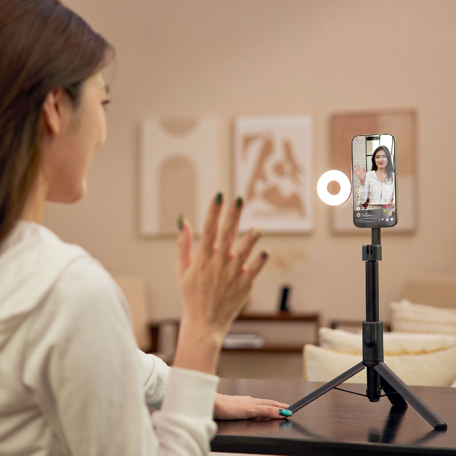 ADAM Elements SELFIE Pro - Magnetic Tripod and Extendable Selfie Stick with Selfie LED Light Bluetooth 4.2 for iOS & Android 360° Rotation