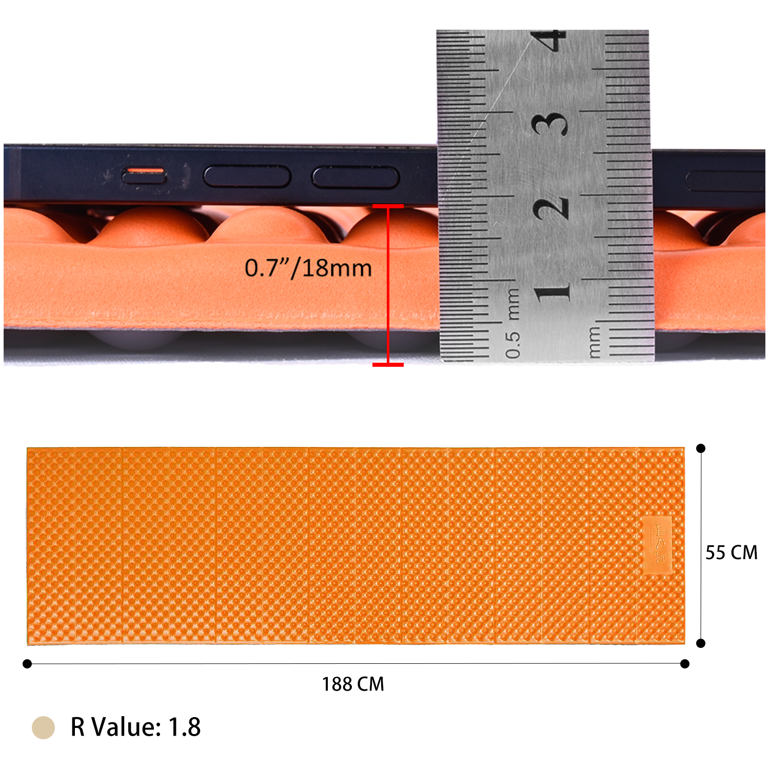 Mountain Spring Classic – Tapis pliant | coussin de couchage en mousse à alvéoles fermées | R1,8 | Tapis de couchage léger pour le camping randonnée