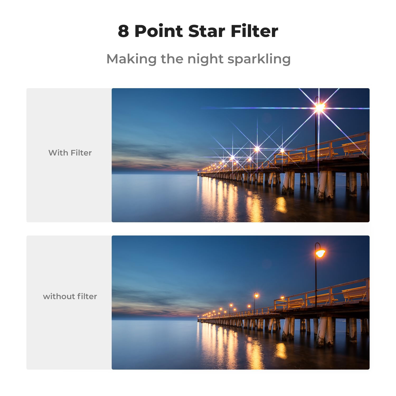 Concept 82mm Star Filter Kit, 4 Points 6 Points 8 Points Cross Star Special Effects Optical Glass Lens Filters