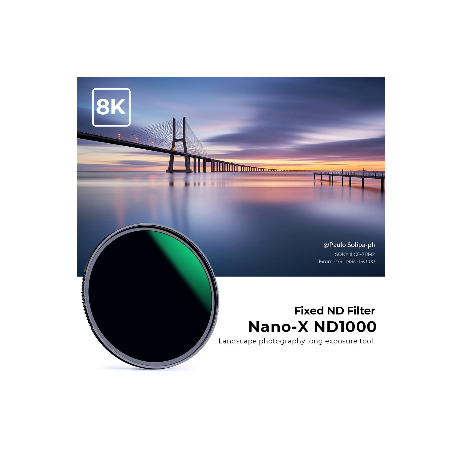 Concept 77MM ND1000 Lens Filter Neutral Density 10 Stops Filters Multi-Coated Optical Glass Neutral Grey ND Filter with Multi-Resistant Nano Coating