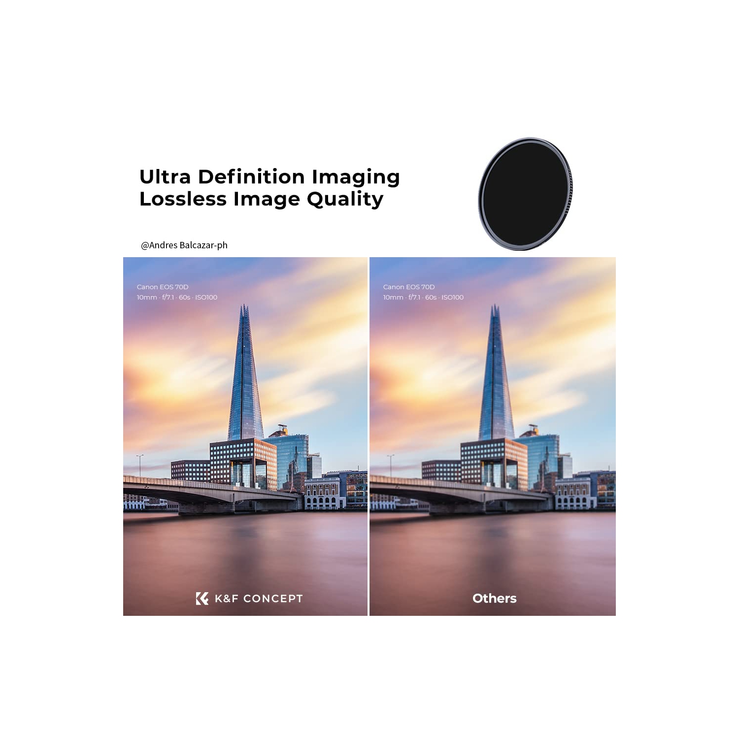 Concept 77MM ND1000 Lens Filter Neutral Density 10 Stops Filters Multi-Coated Optical Glass Neutral Grey ND Filter with Multi-Resistant Nano Coating