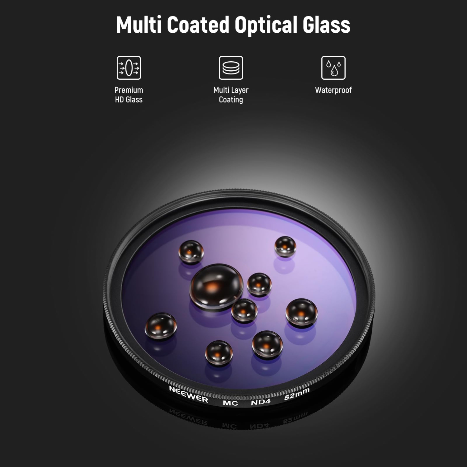 52mm Lens Filter Kit with Hard Shell Bag, Optical Glass & Aluminum Alloy Frame, UV + Circular Polarizer(CPL) + Neutral Density Filters Set with