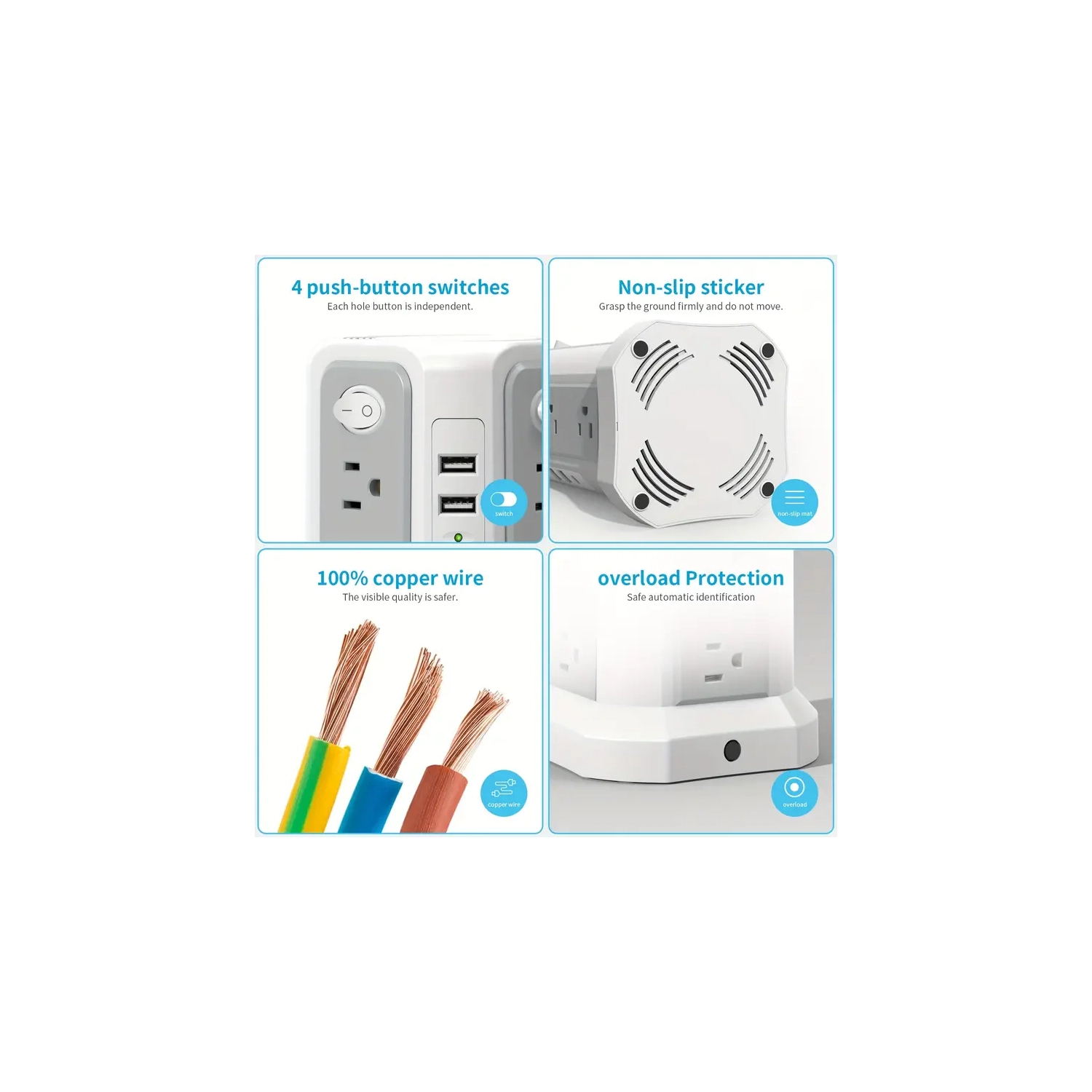 Surge Protector Power Strip Tower with USB-C - 12 AC Outlets, 5 USB Ports, 10FT Extension Cord for Home, Office, Dorm Room