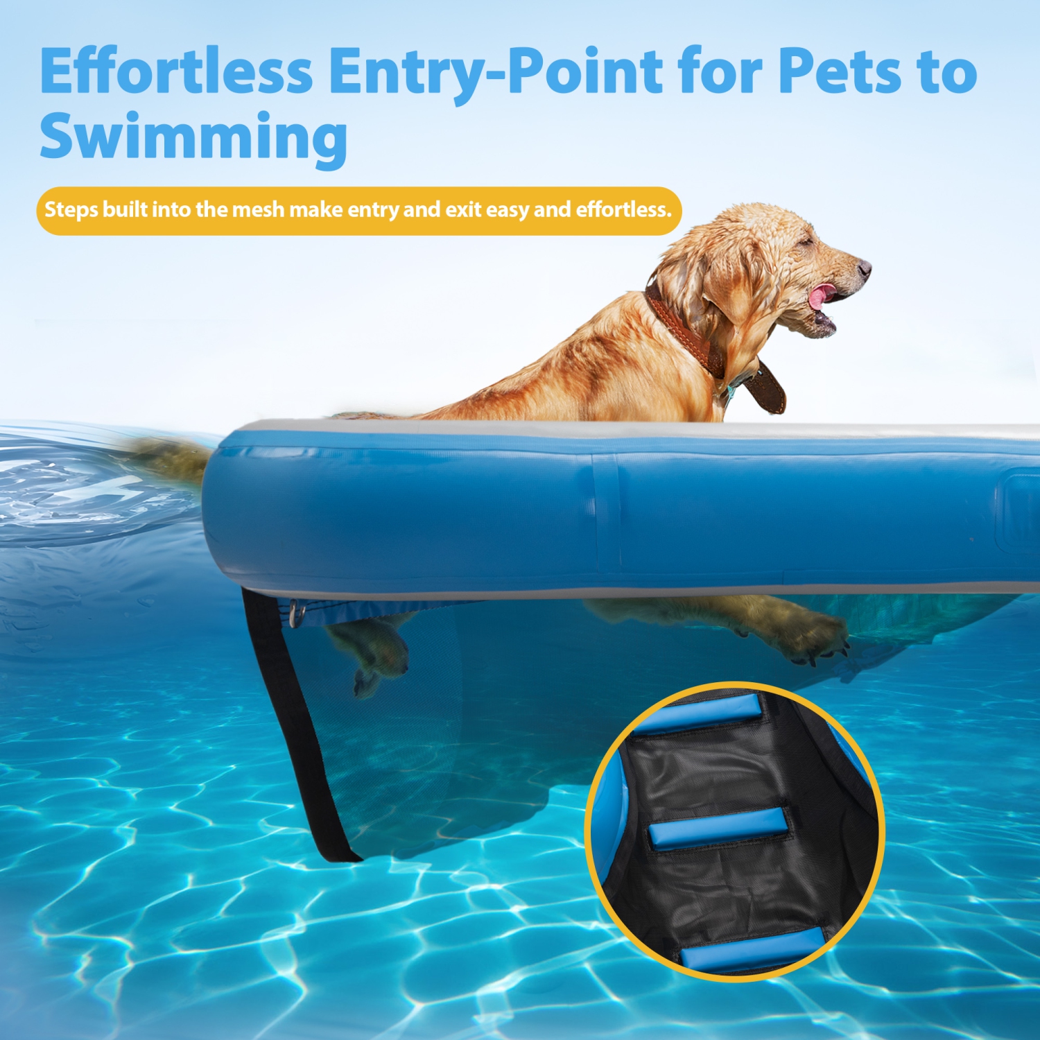 Floating Dog Ramp Inflatable Pet Ladder Up To 242lb