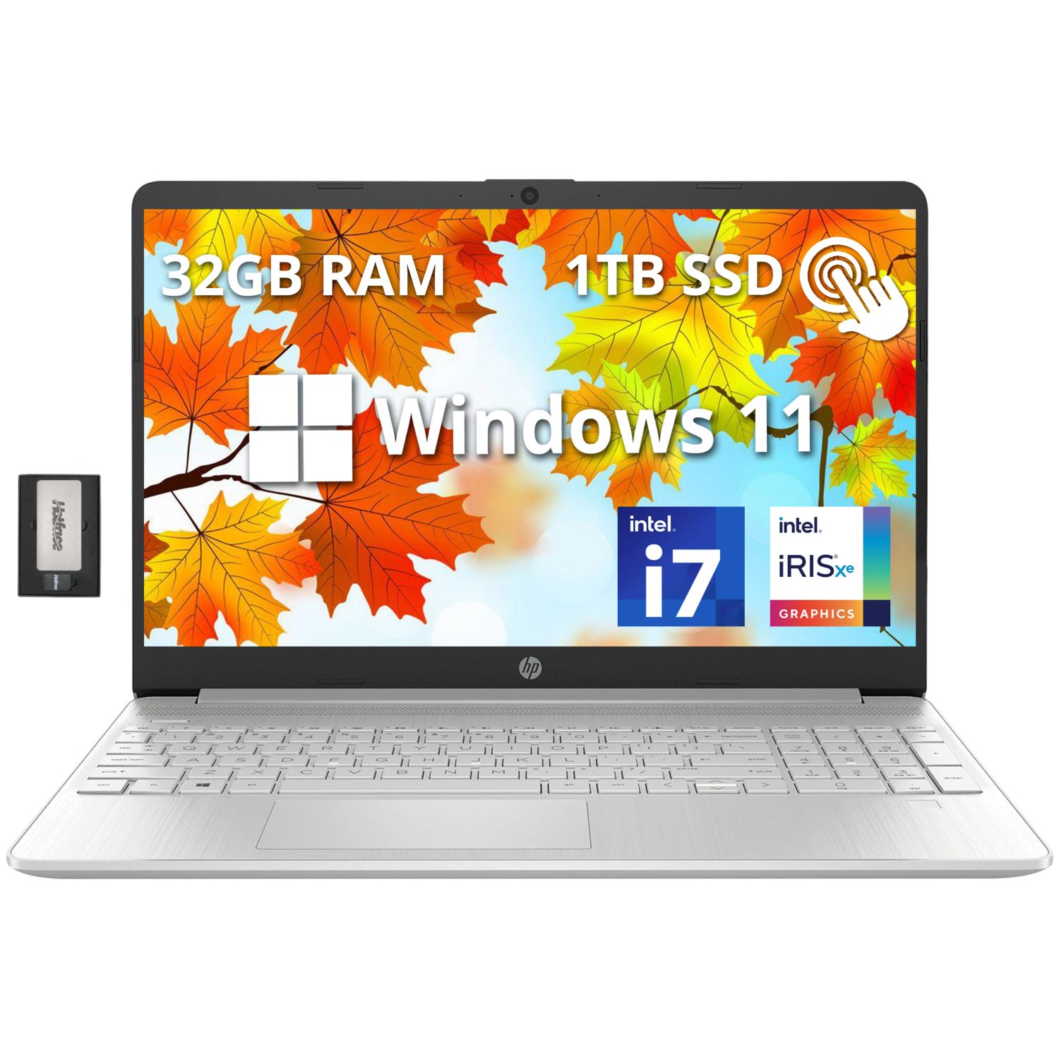 HP 15.6" Full HD Touchscreen Laptop, Intel Core i7-1255U Processor, 1TB SSD, 32GB RAM, Intel Iris Xe Graphics, Numeric KB, Webcam, Windows 11,