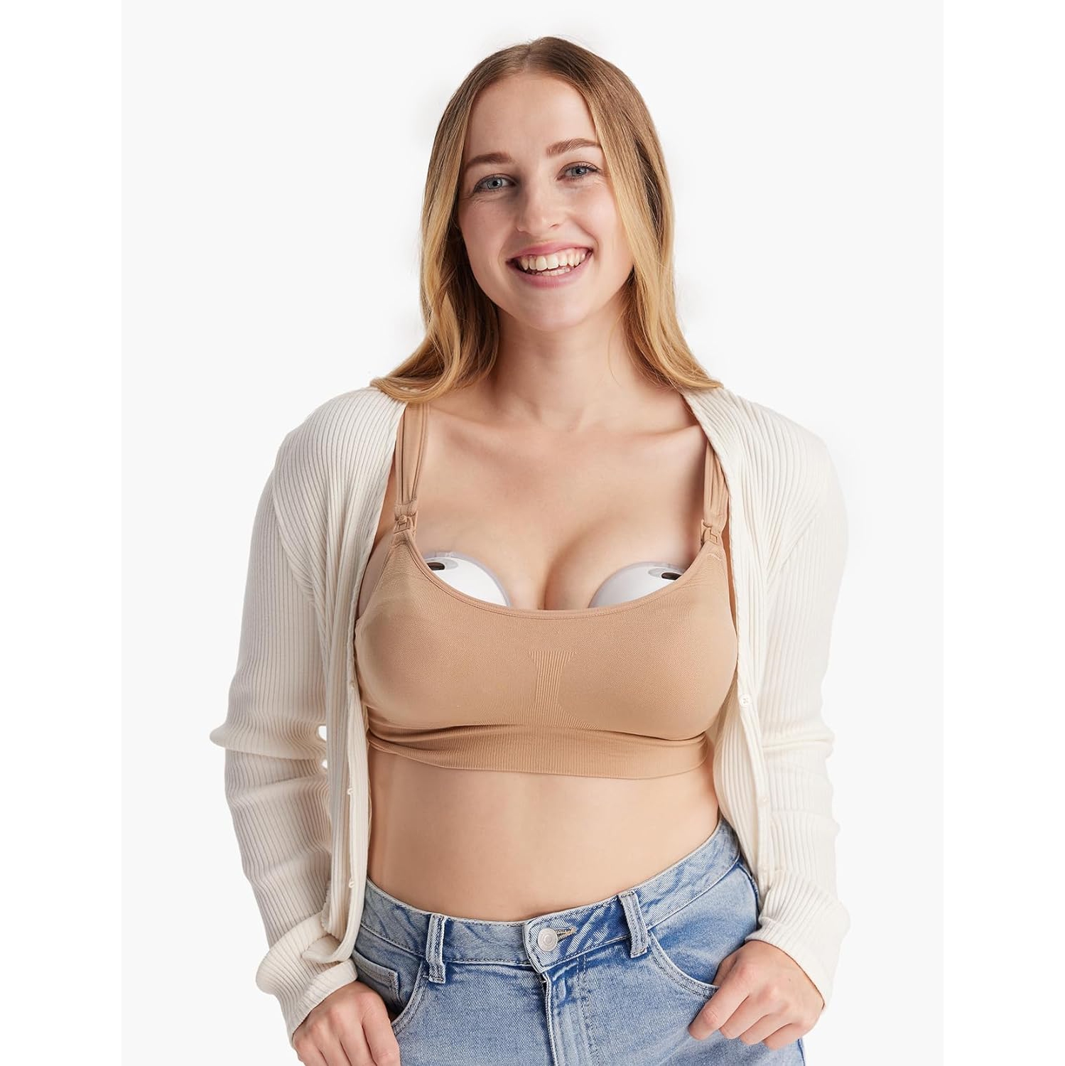 Tire-lait MomCozy mains libres M5, Tire-lait portable de bébé bouche à double paroi avec 3 modes et 9 niveaux, Tire-lait électrique portatif