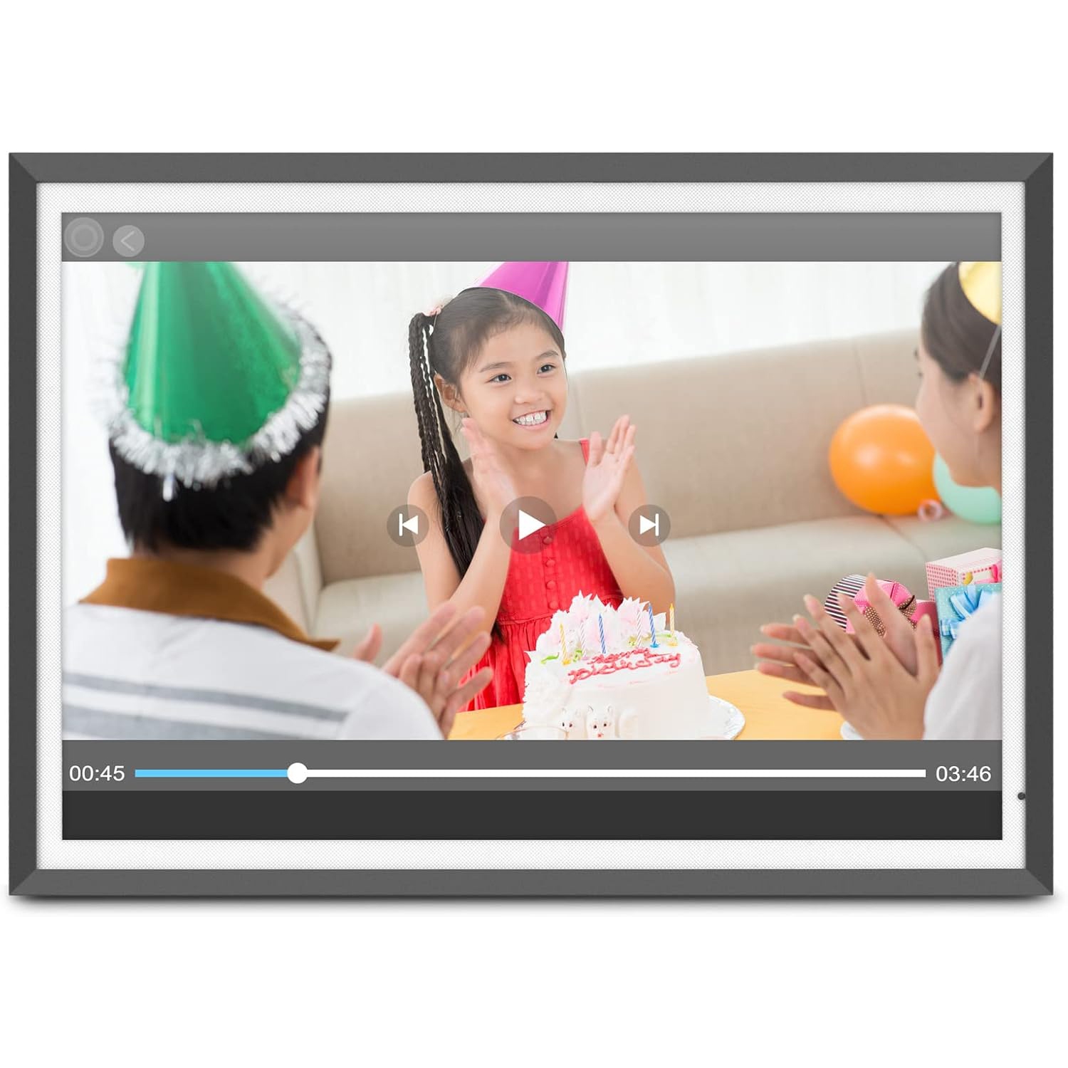 Cadre photo numérique tactile Wi-Fi bibande 2,4GHz 5Ghz avec résolution 3K, capteur de lumière et mémoire intégrée 32 Go - 13,5 po