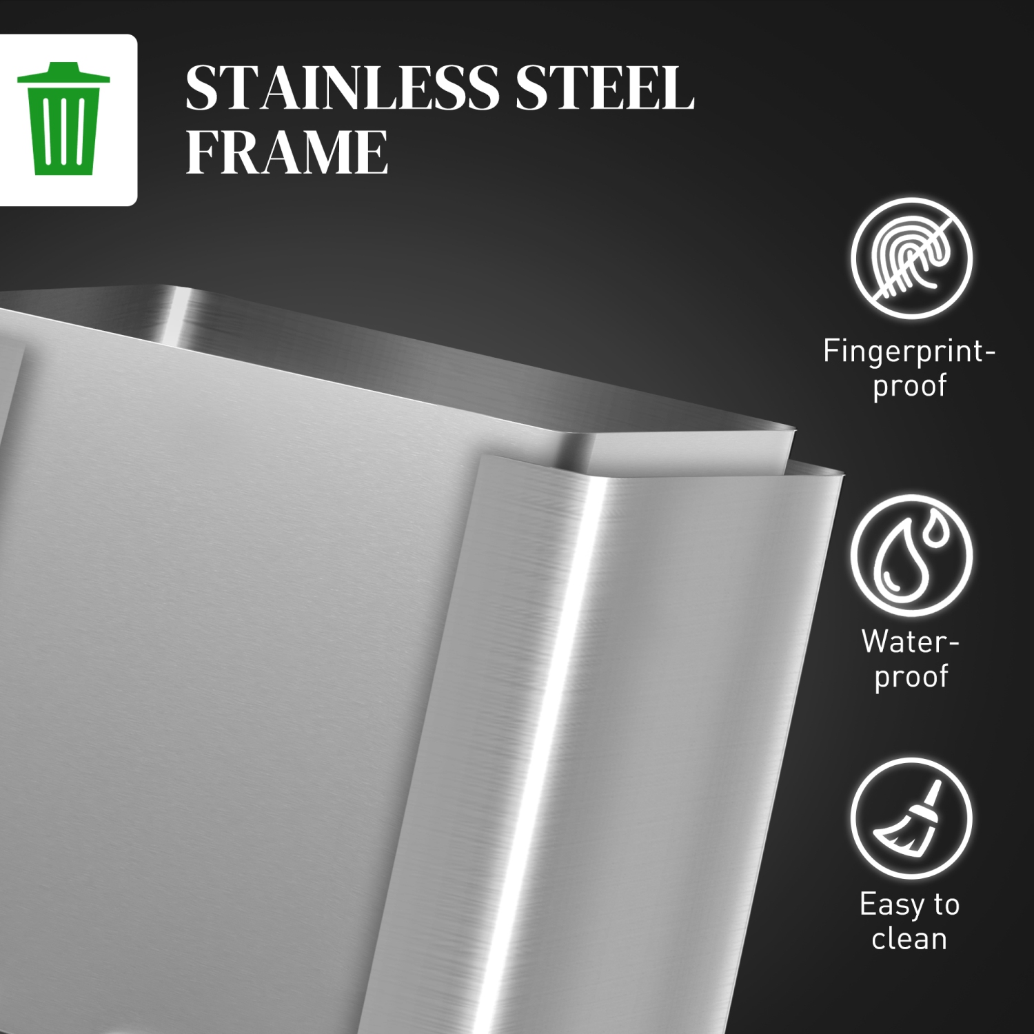 HOMCOM Dual Kitchen Garbage Bin, 2 x 5 Gallon Trash Can with Foot Pedal, Soft-Close Garbage Can with Removable Inner Buckets, Lid, Fingerprint-Proof