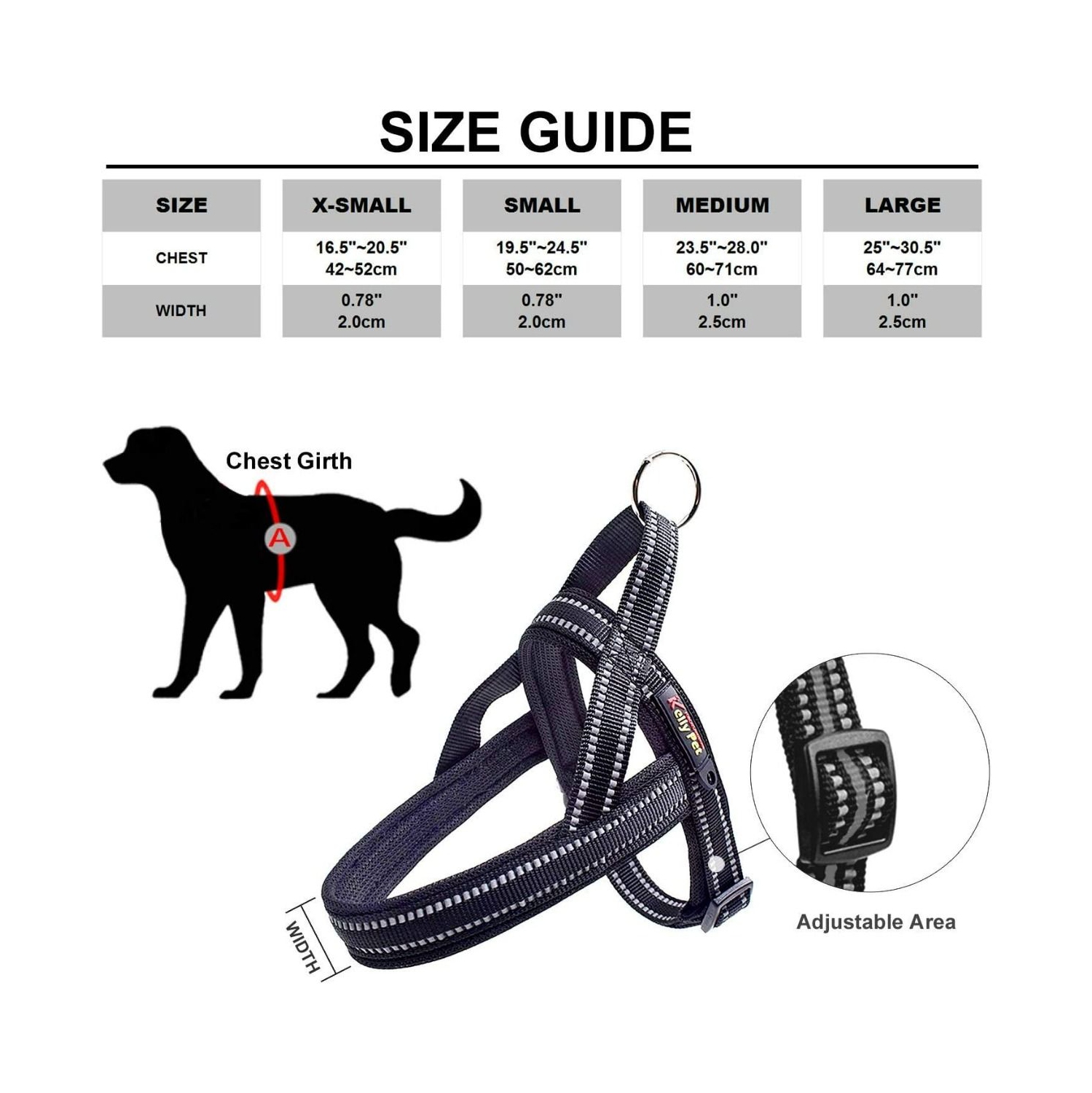 Extra Small Black No-Pull Pet Harness with Reflective Straps Size-XS