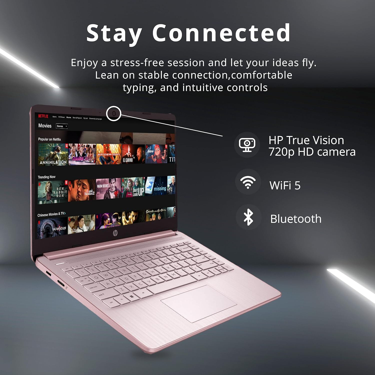 HP Premium Stream 14" HD BrightView Laptop, Intel Celeron N4120, 64GB eMMC, 4GB RAM, Intel UHD Graphics, HD Webcam, 1 Year Office 365, Win 11s, Pink,