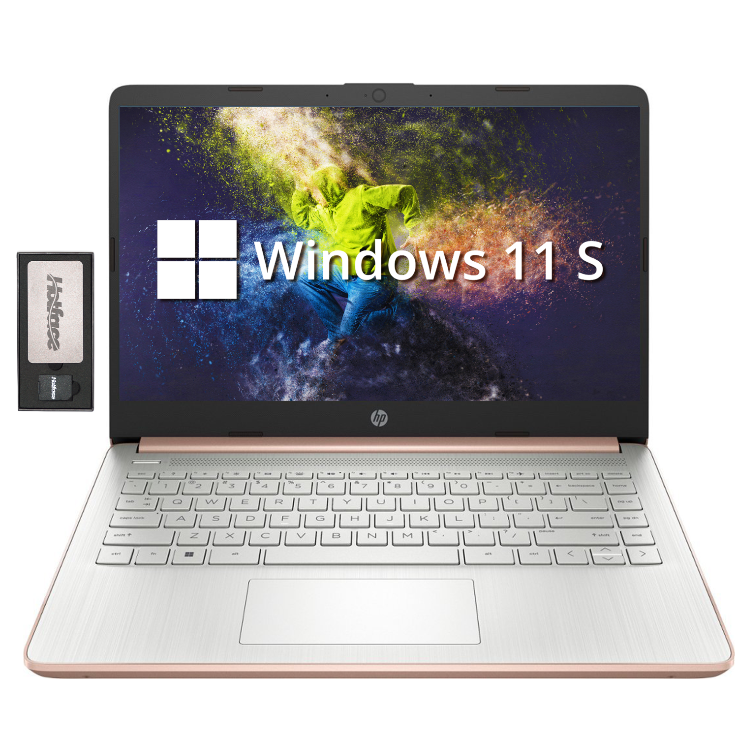 HP Stream 14" HD BrightView Laptop, Intel Celeron N4120, 64GB eMMC, 8GB RAM, Intel HD Graphics, 720p Webcam, 1 Year Office 365, Gold, Win 11S, 128GB