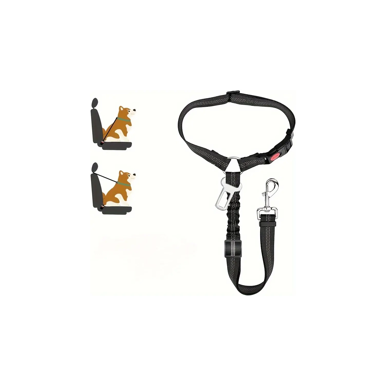 Medium Black Pull Dog Leash with Comfortable Handle, Medium Black