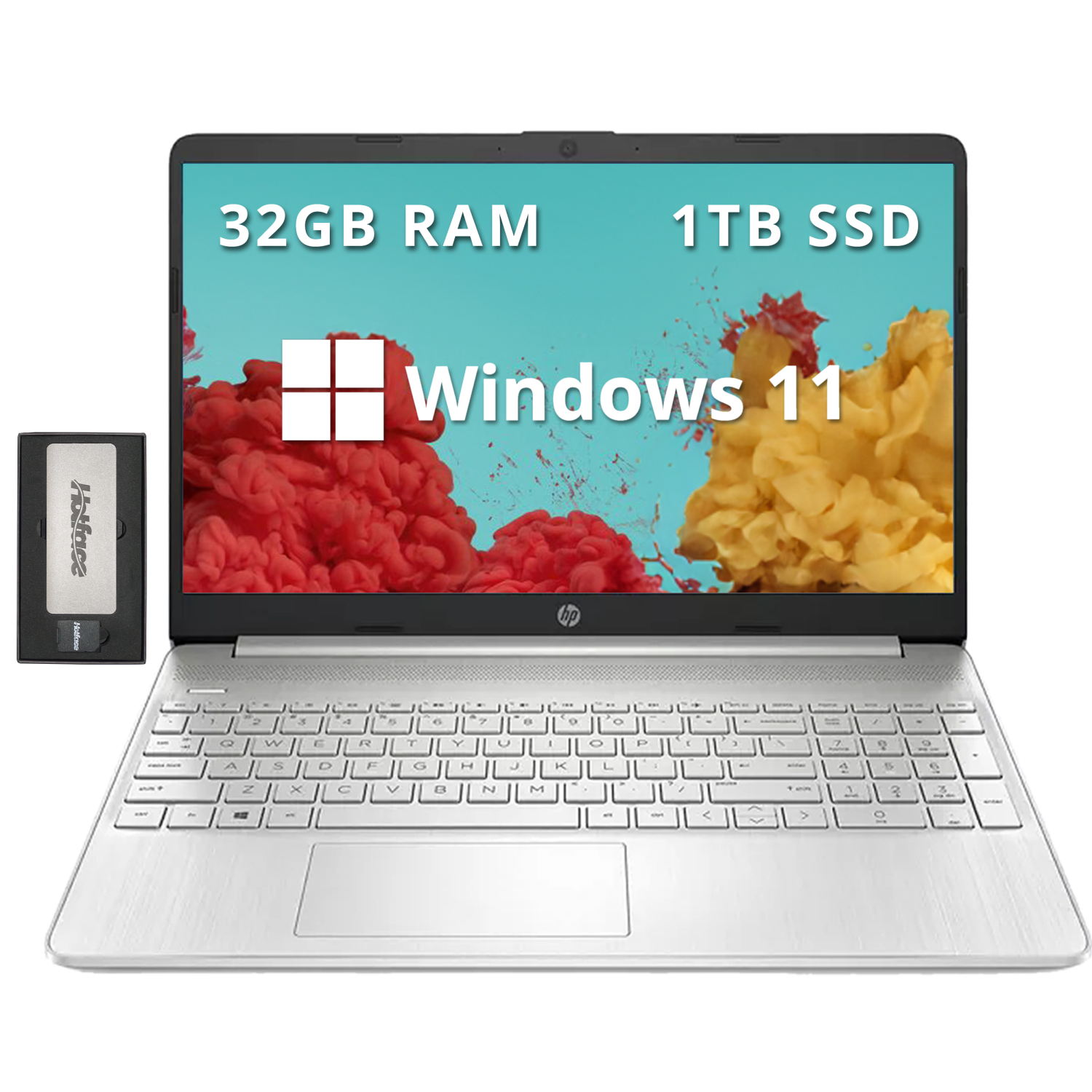 HP 15.6" HD Everyday Slim Business Laptop, Intel Core i3-1115G4, 1TB PCIe SSD, 32GB DDR4 RAM, Intel UHD Graphics, 720p HD Camera, Windows 11 S,