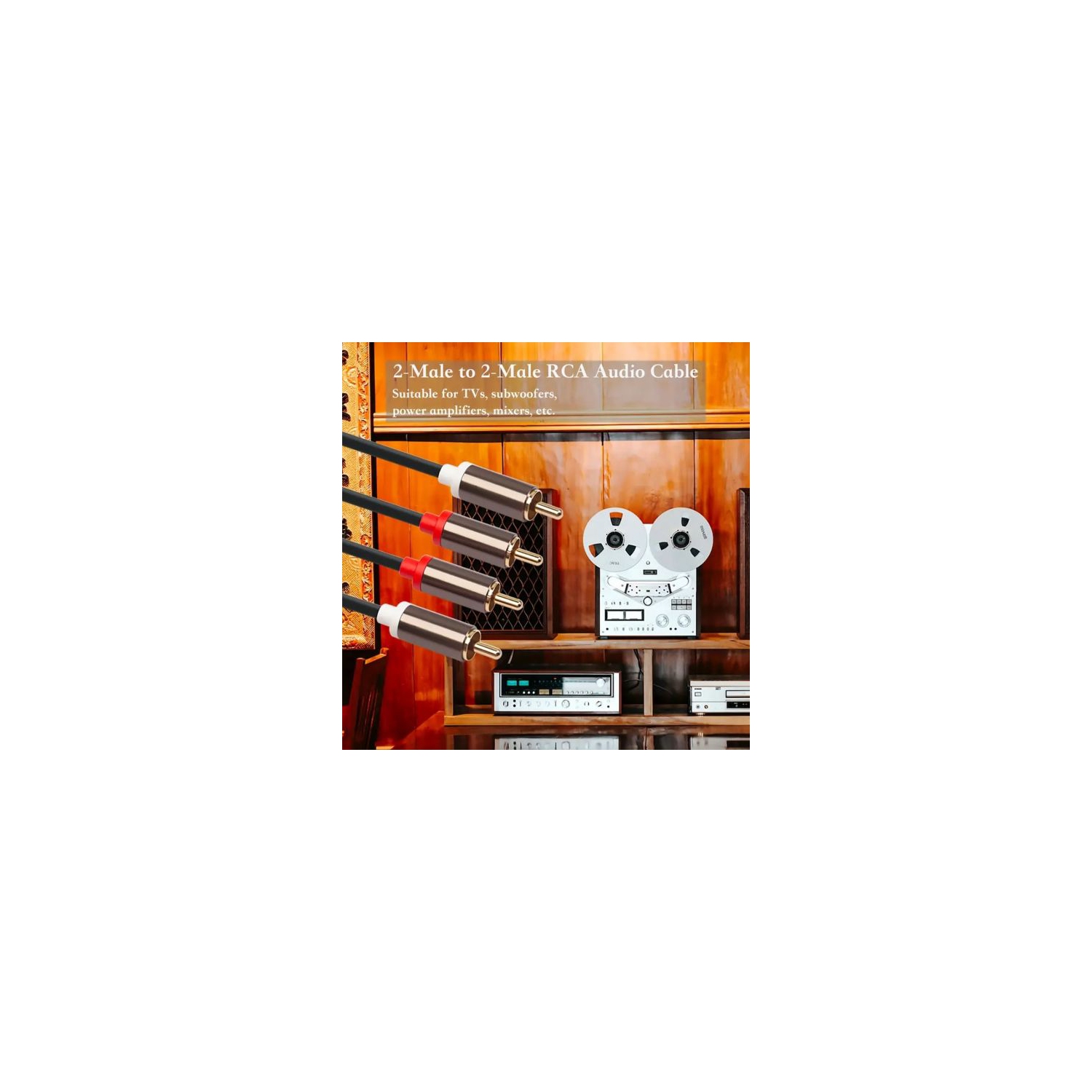 6 Foot 2RCA Male to Male Stereo Audio Cable, Say Goodbye to Short Cables and Limited Placement Options