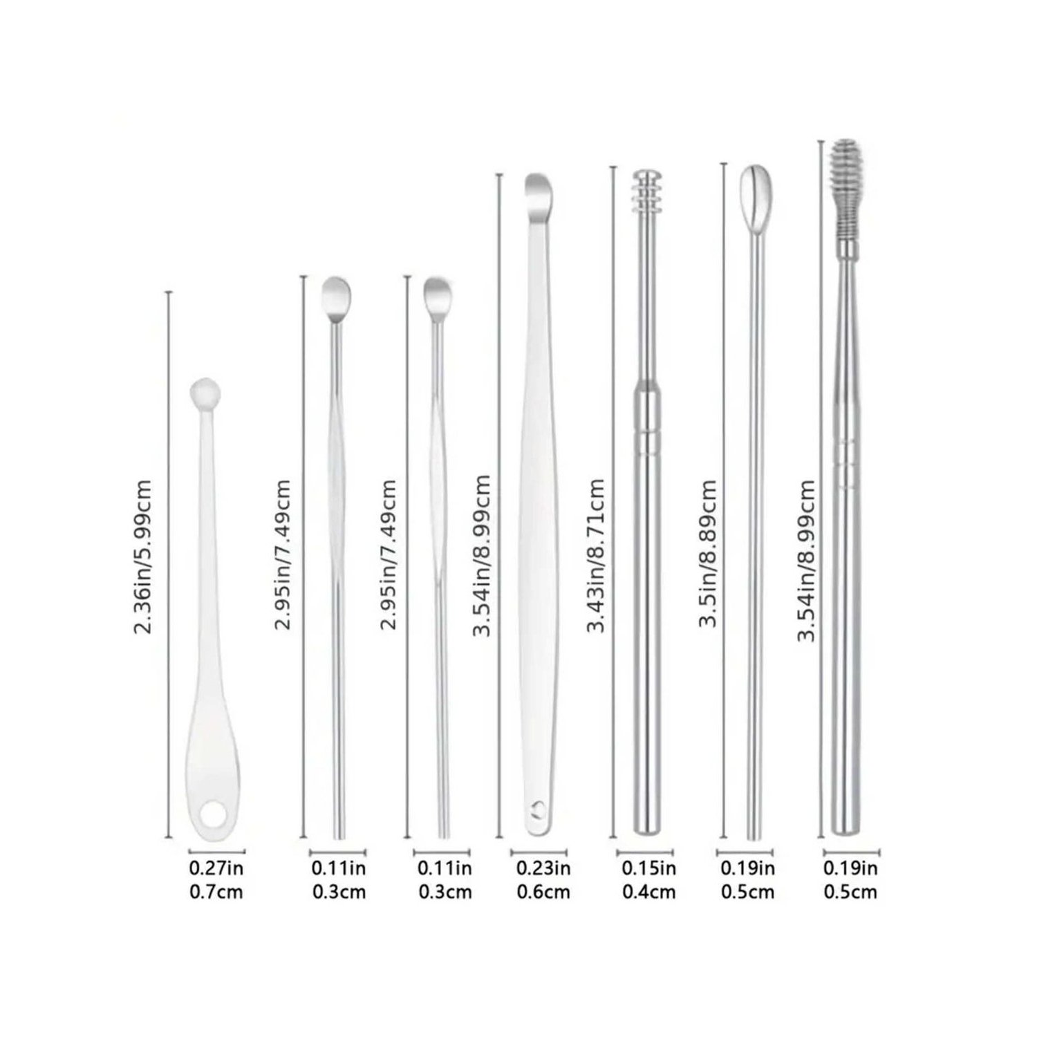 Ear Wax Cleaner Reusable Ear Cleaning Tools Kit with Aluminum Tube - Ear Pick Wax Remover Tool Kit with Ear Curette Cleaner and Spring Ear Buds
