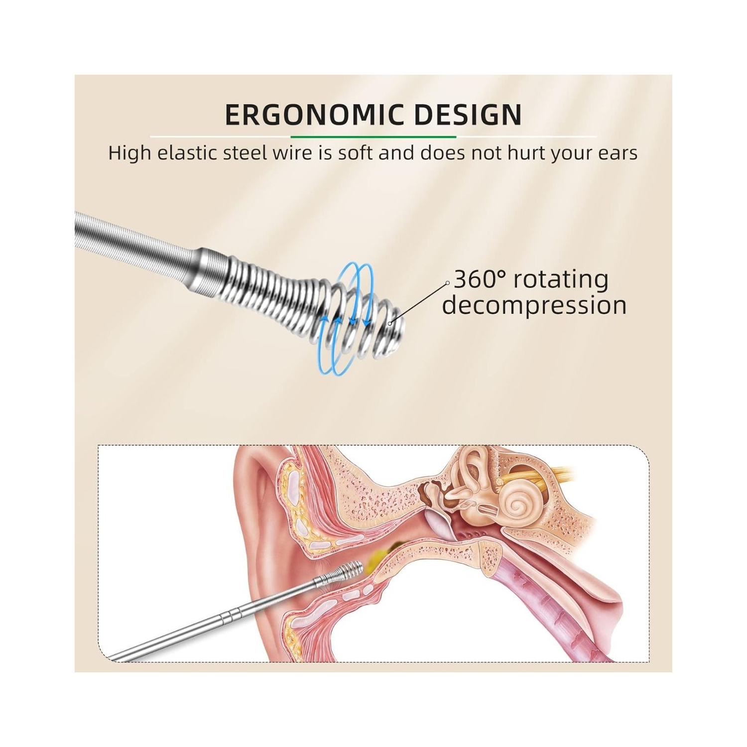 Ear Wax Cleaner Reusable Ear Cleaning Tools Kit with Aluminum Tube - Ear Pick Wax Remover Tool Kit with Ear Curette Cleaner and Spring Ear Buds