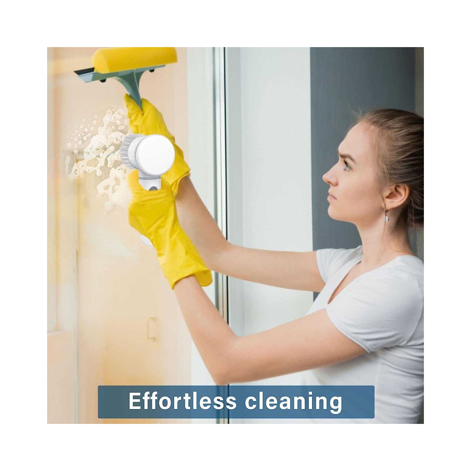 Multi-Functional Electric Cleaning Brush 5 in 1 Magic Power Scrubber Household Cleaning Tools Spin Scrubber with 3 Brush Heads, Buffer Polisher, for