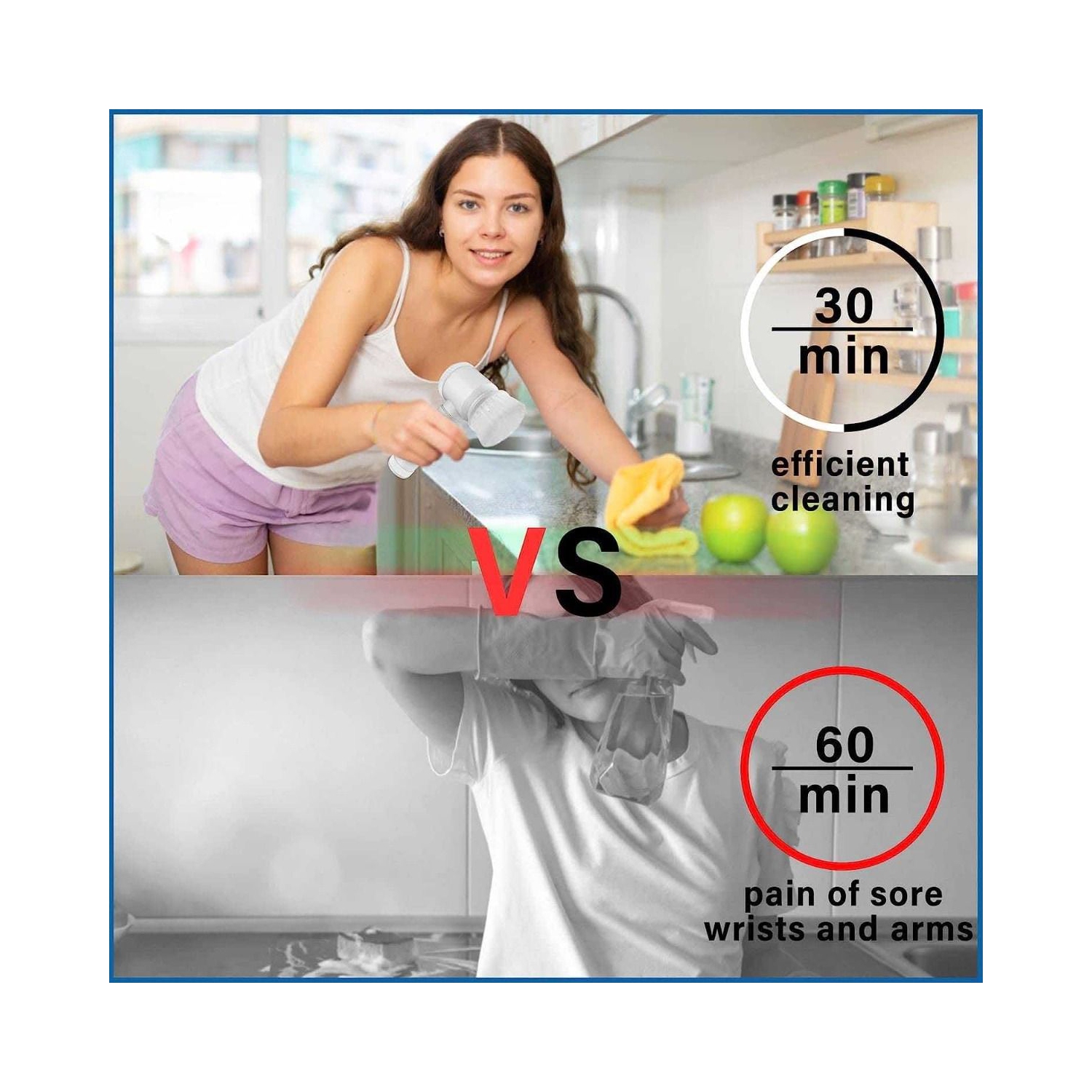 Multi-Functional Electric Cleaning Brush 5 in 1 Magic Power Scrubber Household Cleaning Tools Spin Scrubber with 3 Brush Heads, Buffer Polisher, for