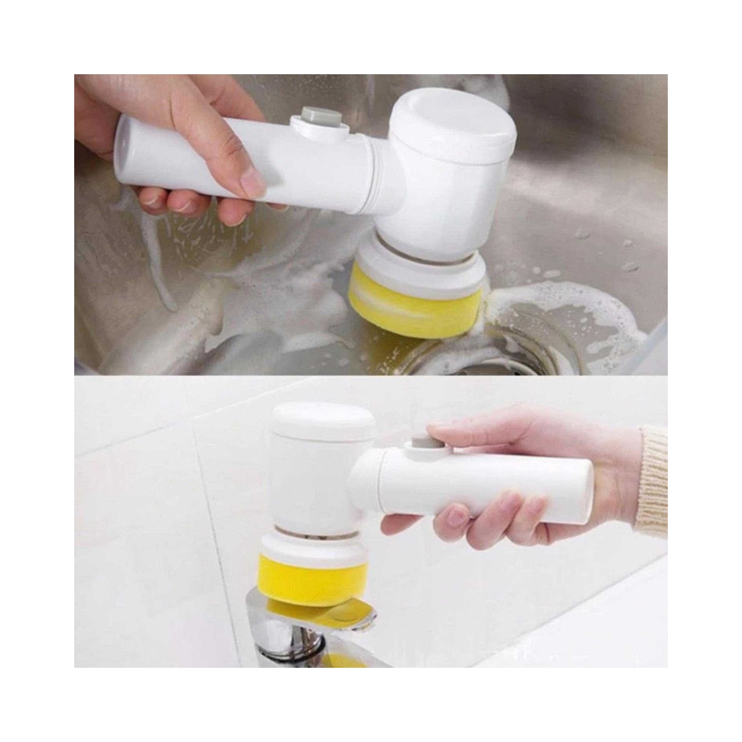 Multi-Functional Electric Cleaning Brush 5 in 1 Magic Power Scrubber Household Cleaning Tools Spin Scrubber with 3 Brush Heads, Buffer Polisher, for