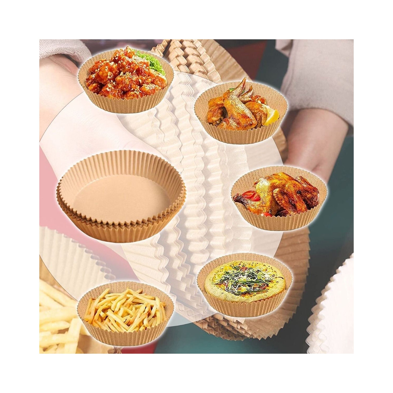 Papier jetable pour friteuse à air chaud, 50 feuilles de papier parchemin, friteuse à air chaud, résistant à l'huile, étanche, papier de cuisson