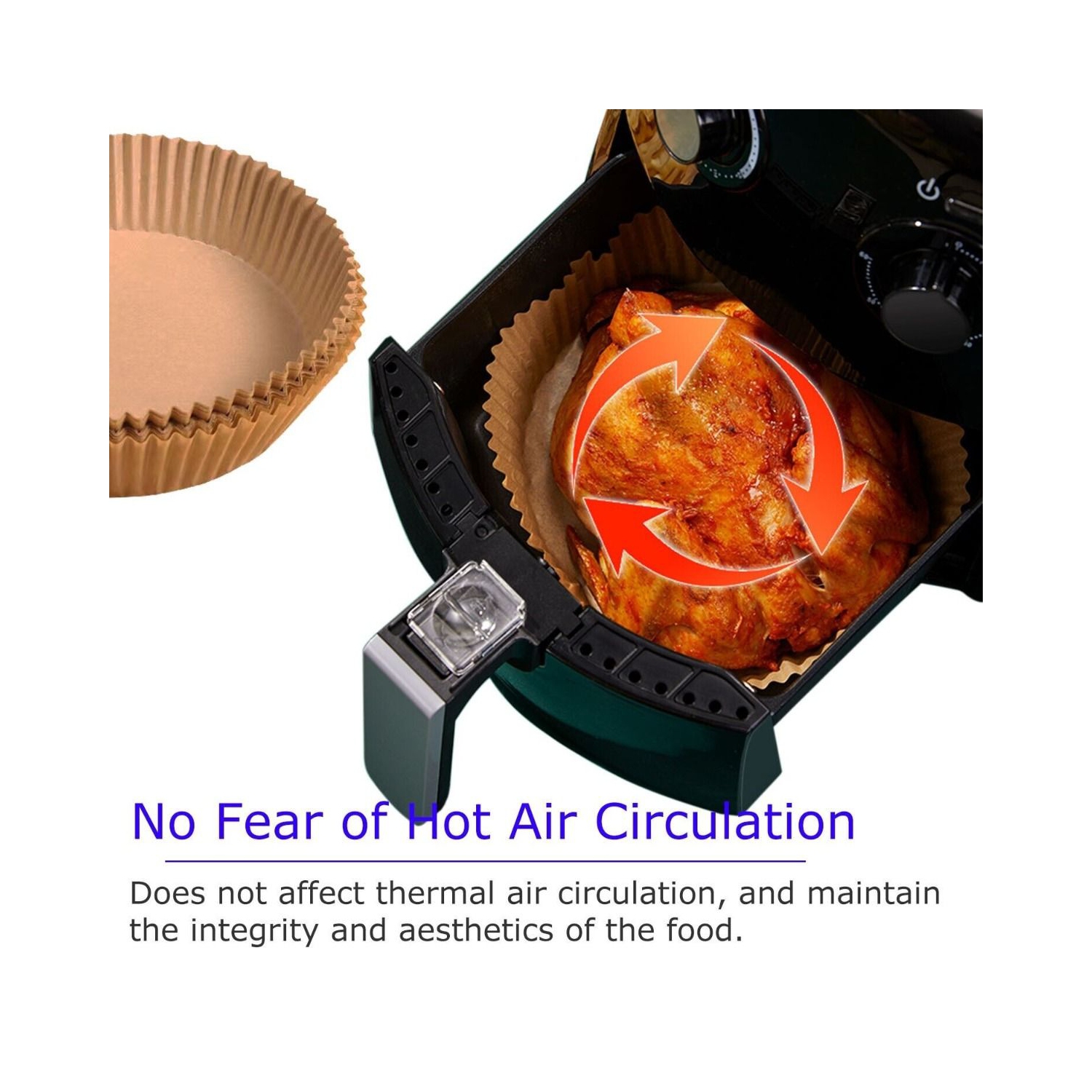 Papier jetable pour friteuse à air chaud, 50 feuilles de papier parchemin, friteuse à air chaud, résistant à l'huile, étanche, papier de cuisson