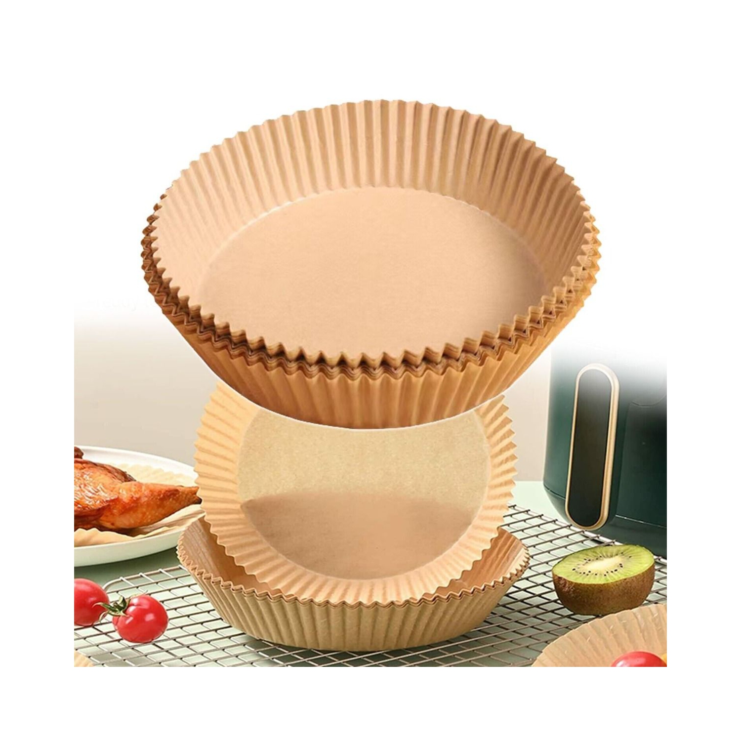 Papier jetable pour friteuse à air chaud, 50 feuilles de papier parchemin, friteuse à air chaud, résistant à l'huile, étanche, papier de cuisson