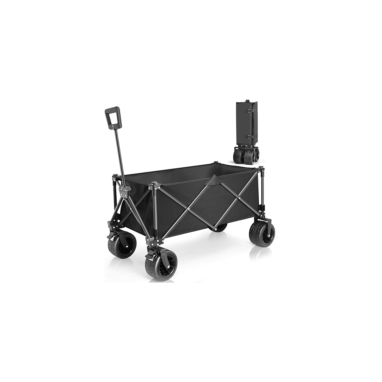 Chariot à roulettes pliant, chariot de plage grande capacité, chariot pliable robuste portatif, chariot pliable pliable pour le sport, le magasinage