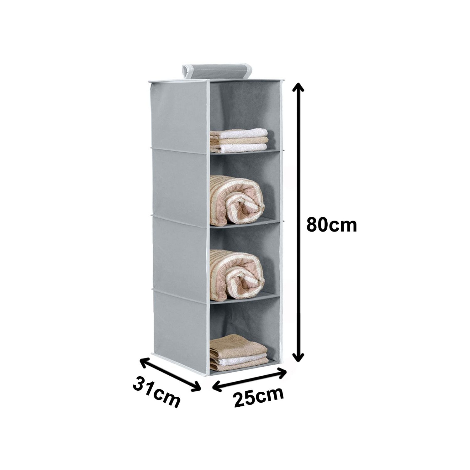 High Quality Non Woven Hanging 4 Shelves Foldable Wardrobe/Closet Cloth Organizer