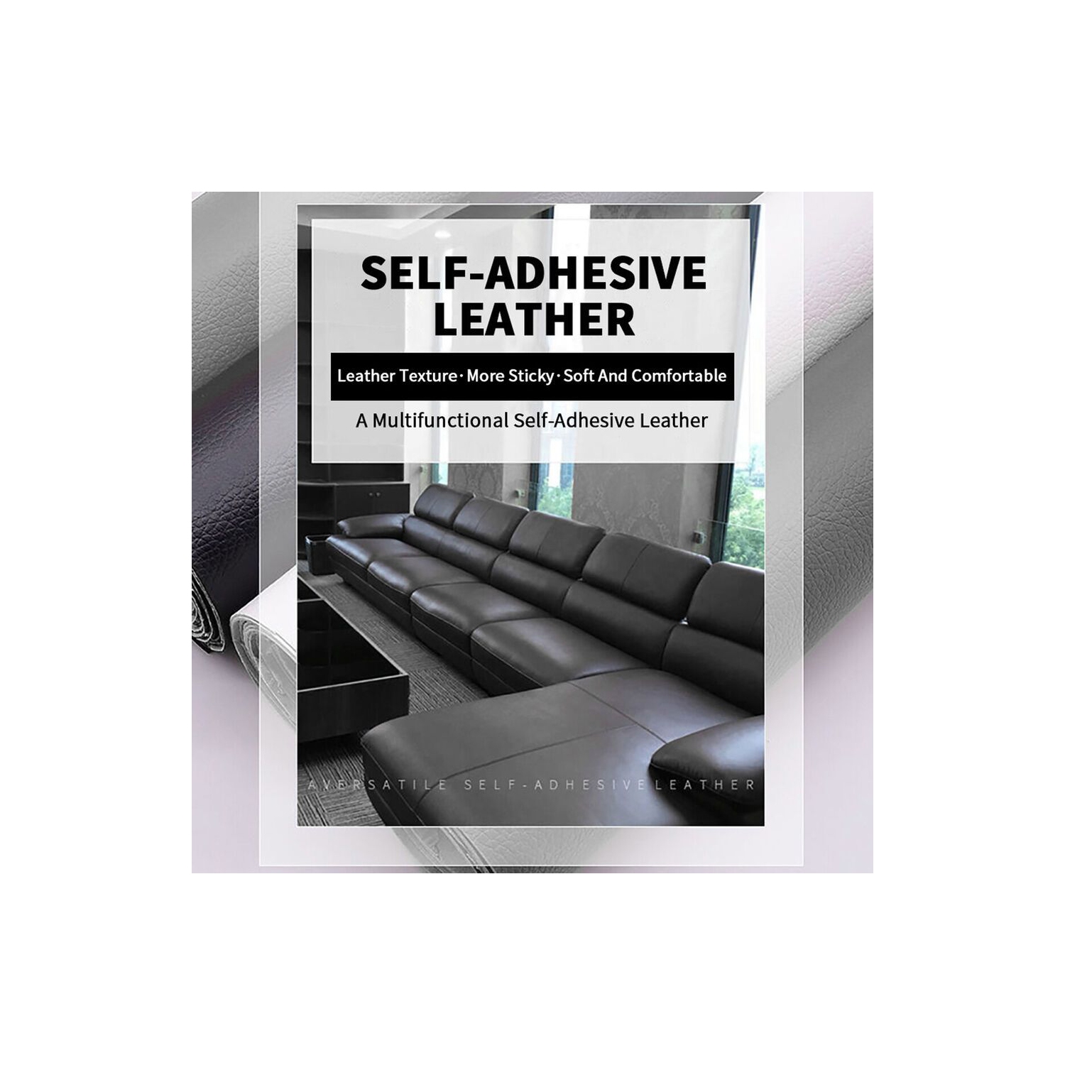 Leather Repair Tape Self-Adhesive Patches Kit for Couches Car Seats Furniture Sofa Vinyl Chairs Jackets Shoes Bags Black - 1Pcs